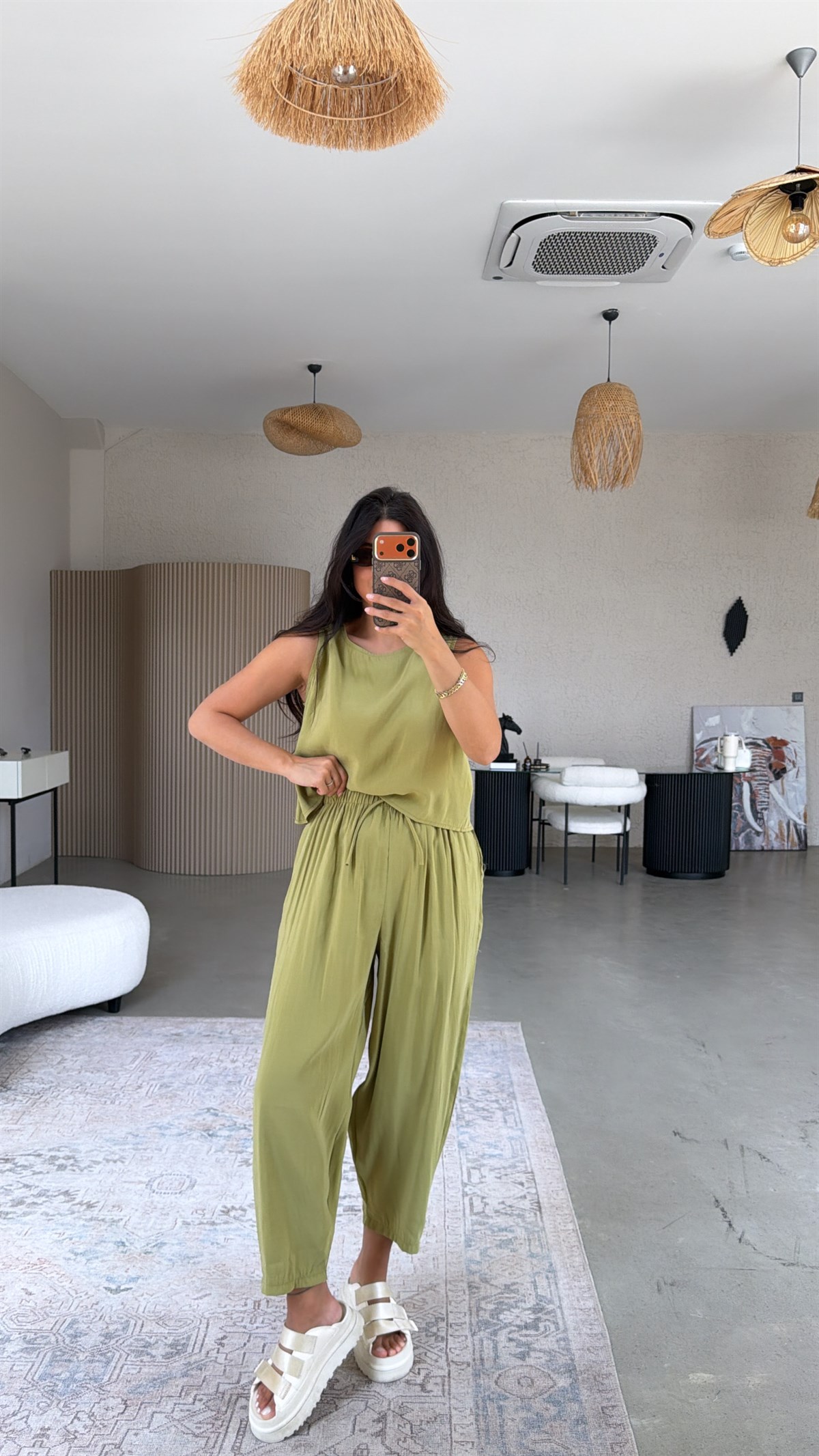 Haki Tensel Atlet Pantolon Basic Takım