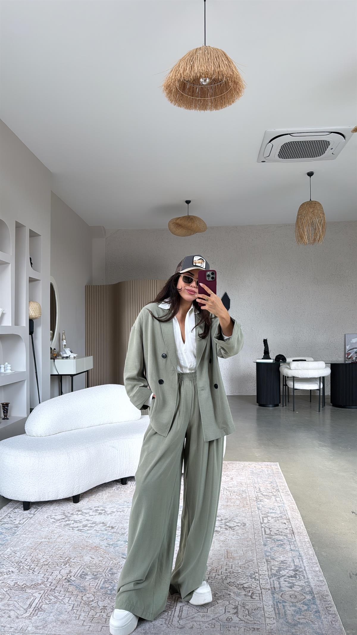 Haki Tensel Ceketli Premium Takım