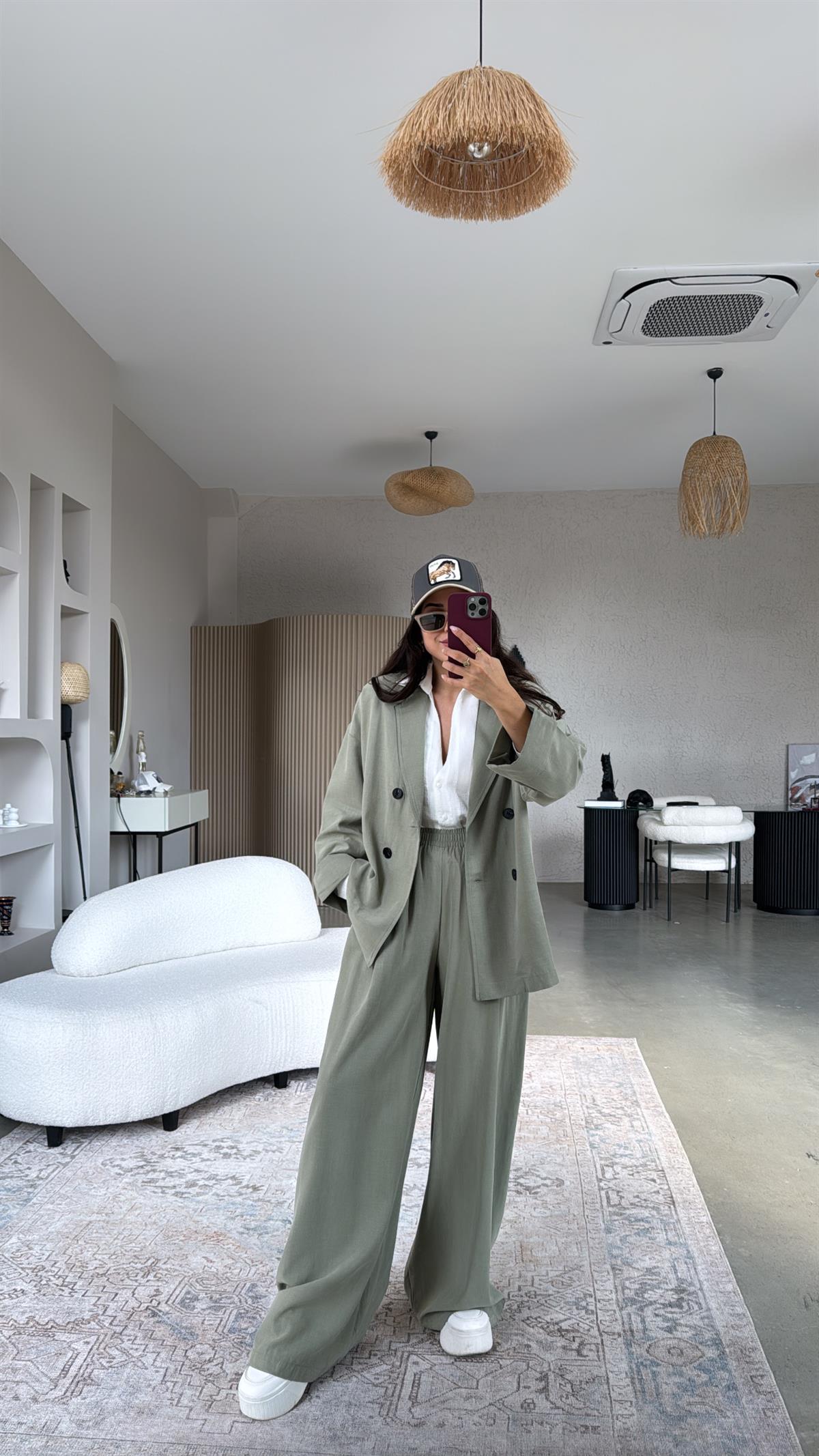 Haki Tensel Ceketli Premium Takım