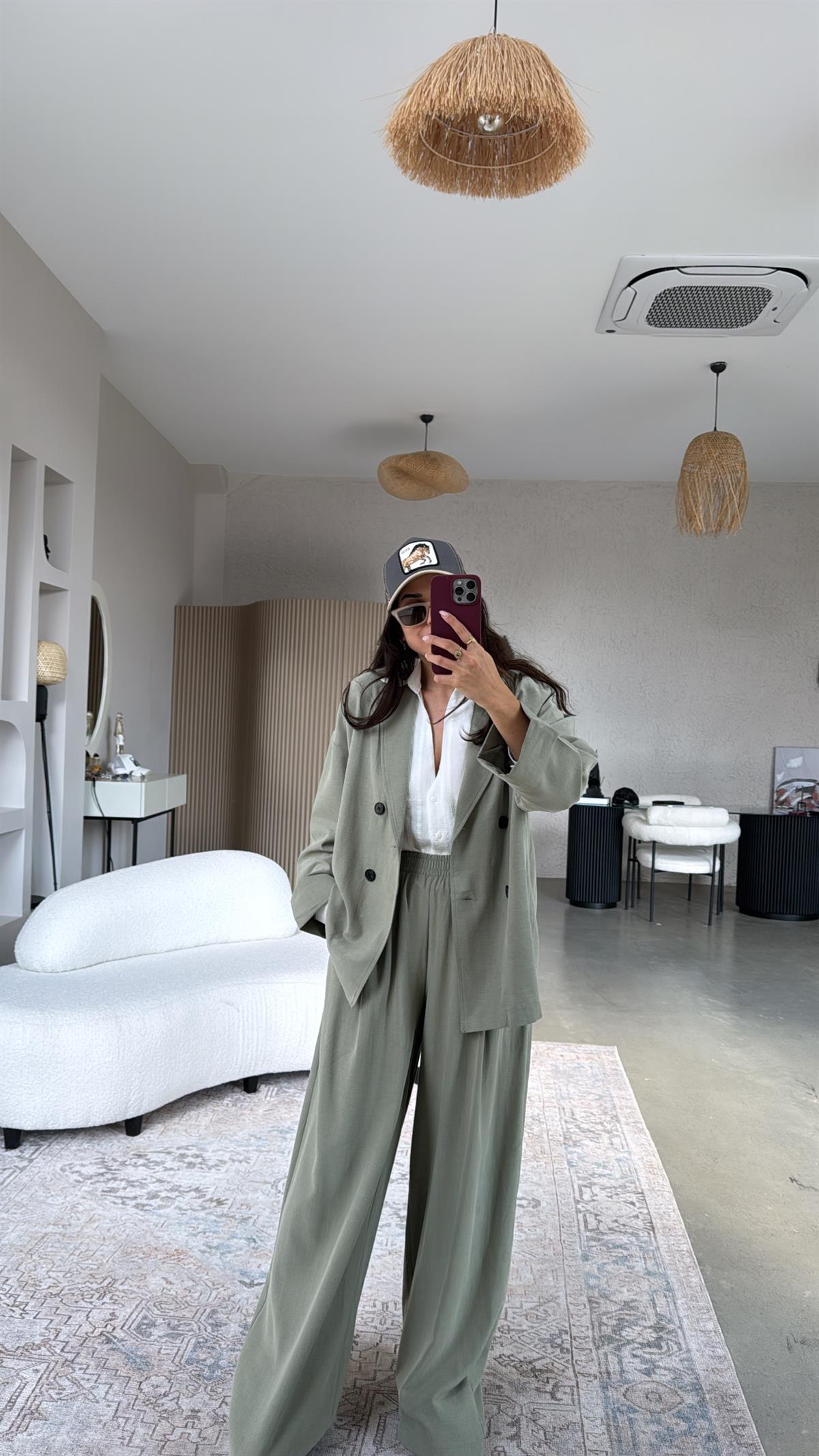 Haki Tensel Ceketli Premium Takım