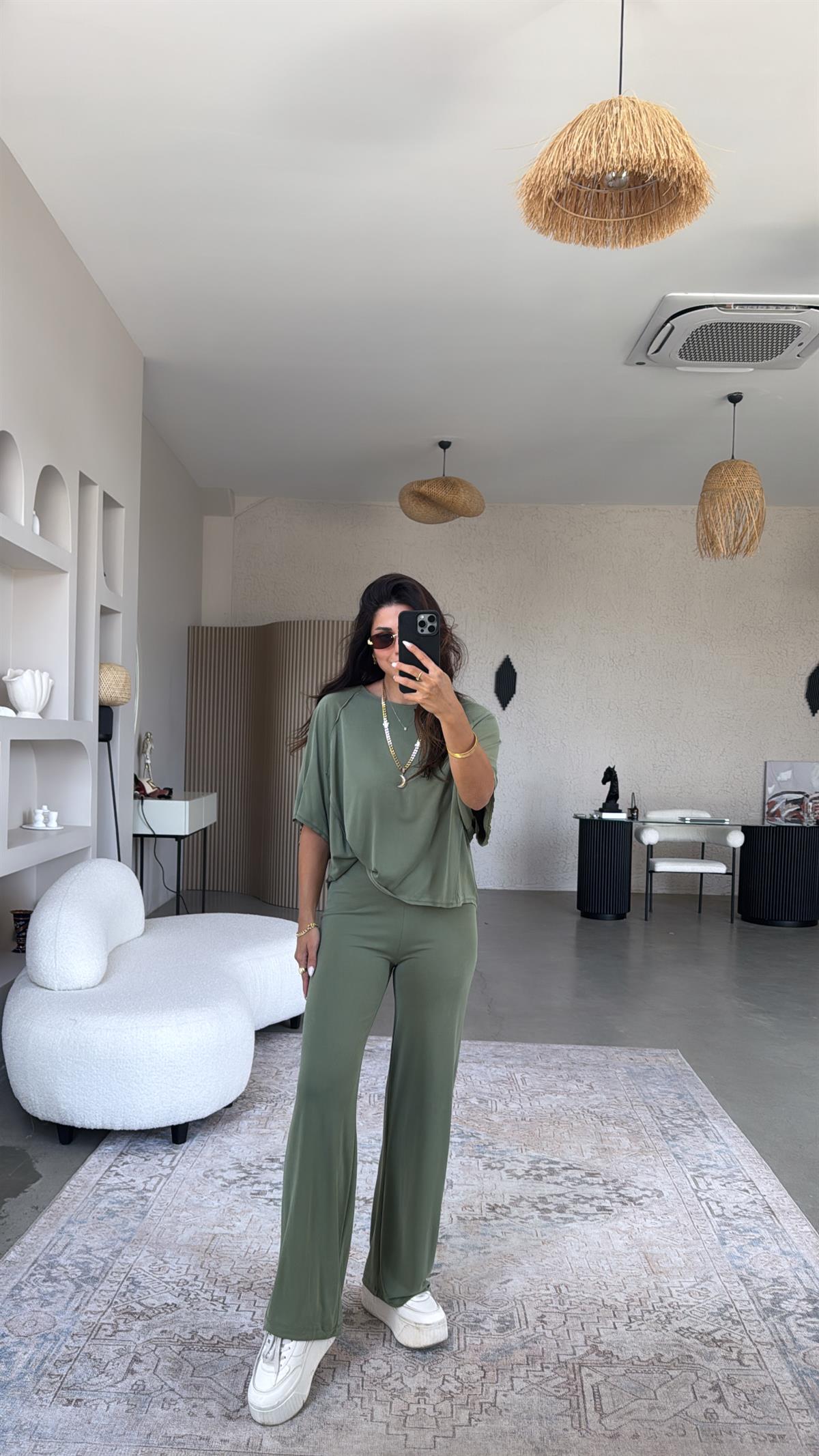 Haki Ters Dikişli Oys Takım