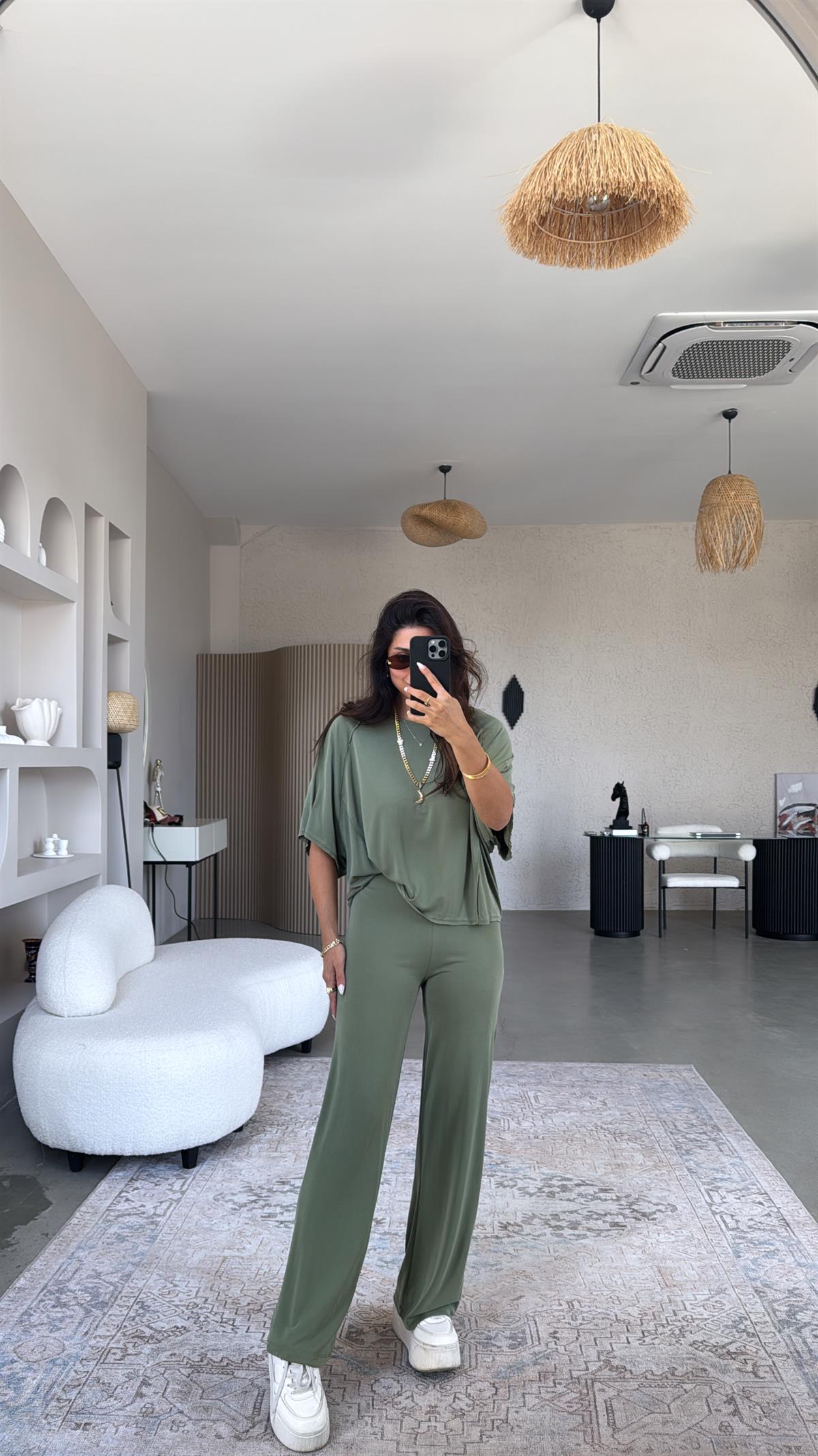 Haki Ters Dikişli Oys Takım