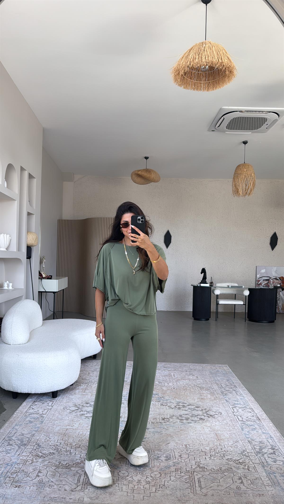 Haki Ters Dikişli Oys Takım