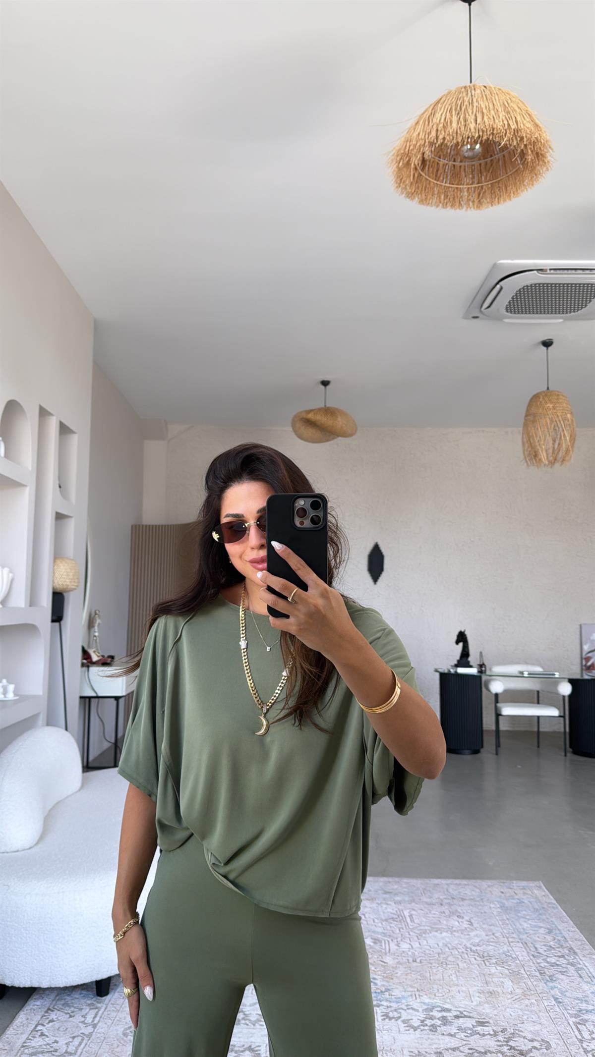 Haki Ters Dikişli Oys Takım