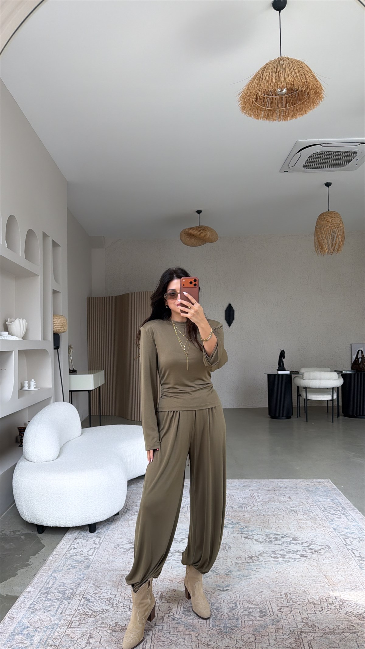 Haki Vatkalı Arkası Bağcıklı Ev Takım