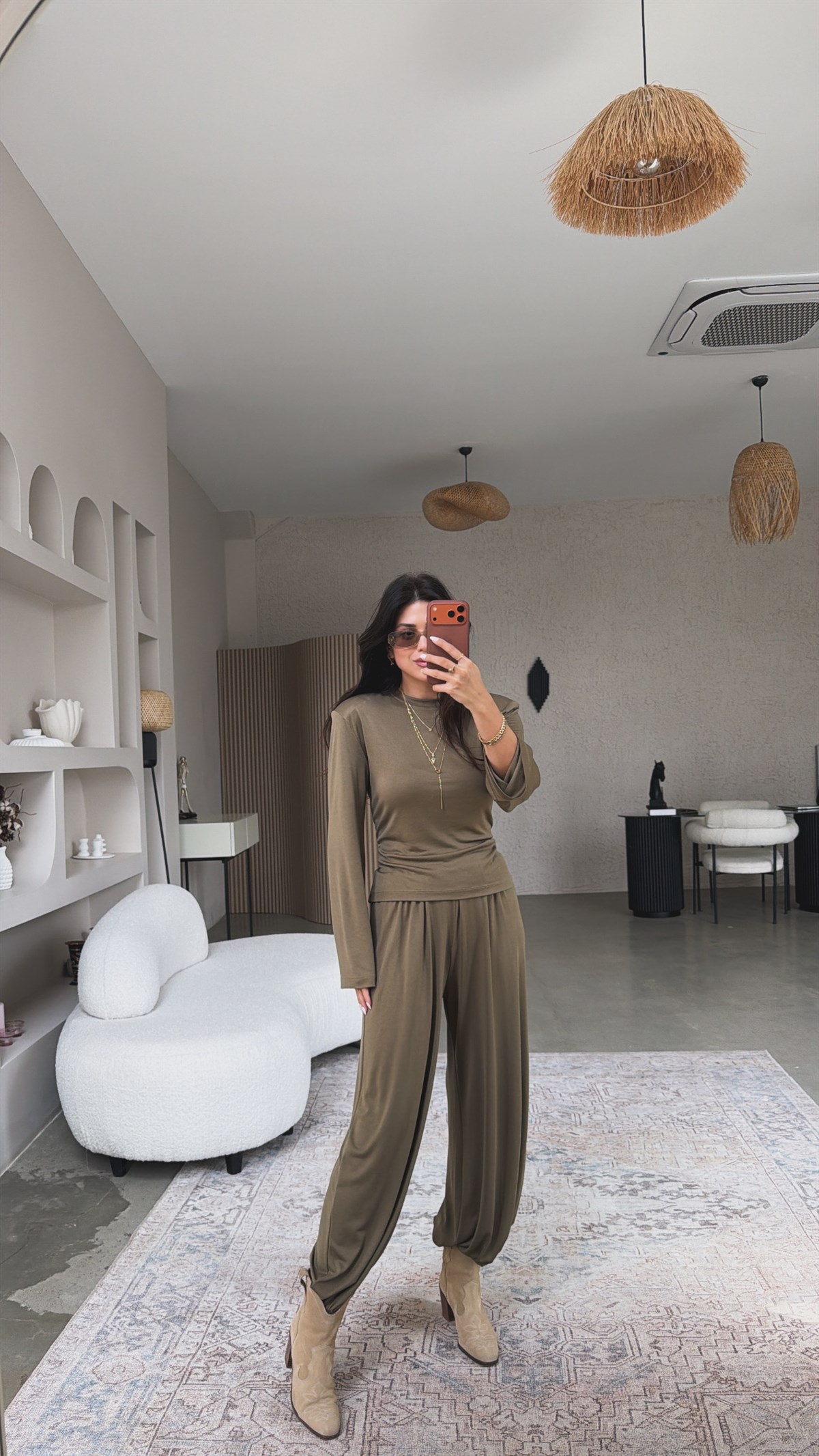 Haki Vatkalı Arkası Bağcıklı Ev Takım