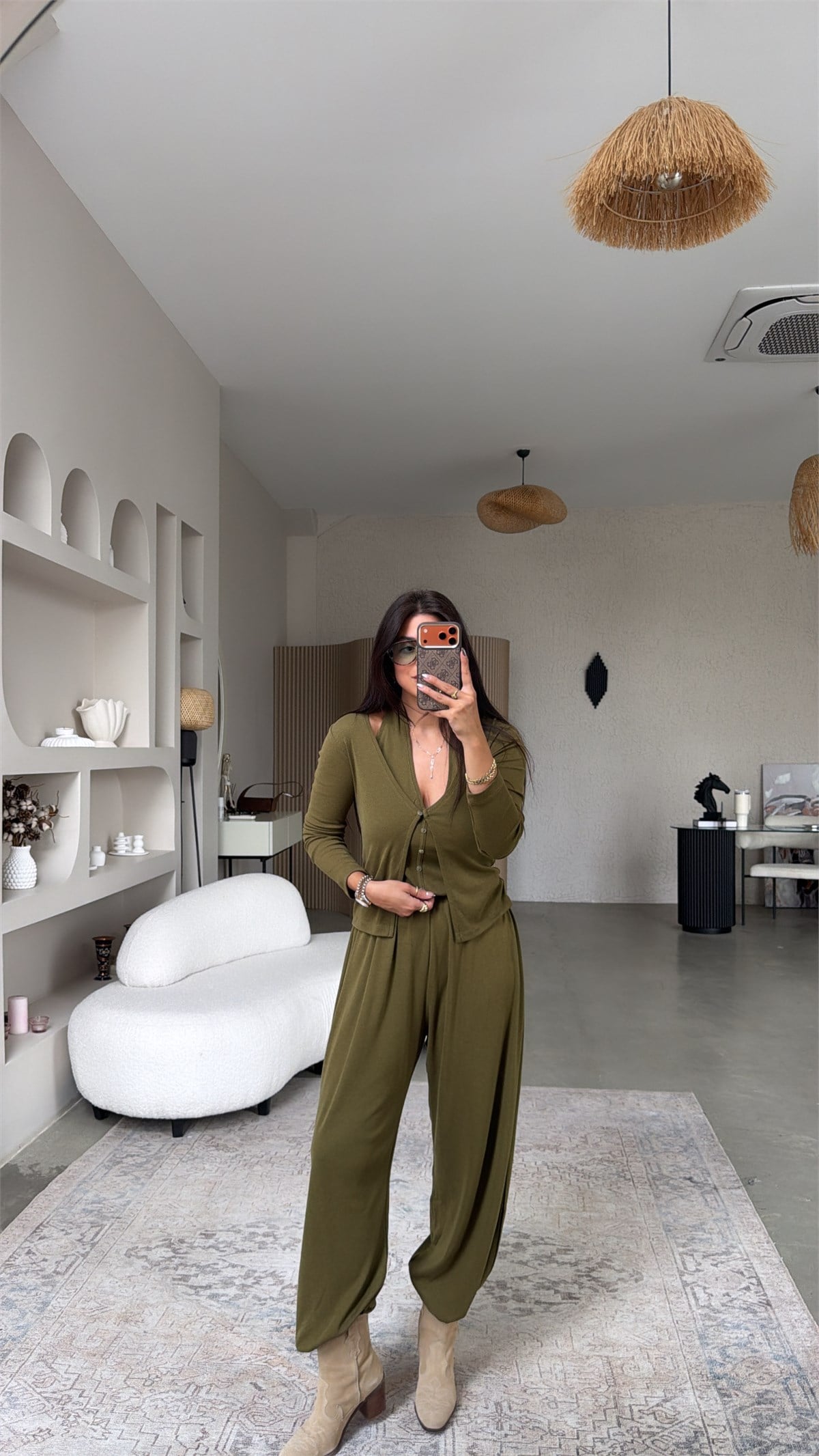 Haki ZR Model Kendinden Yelekli İnce Takım