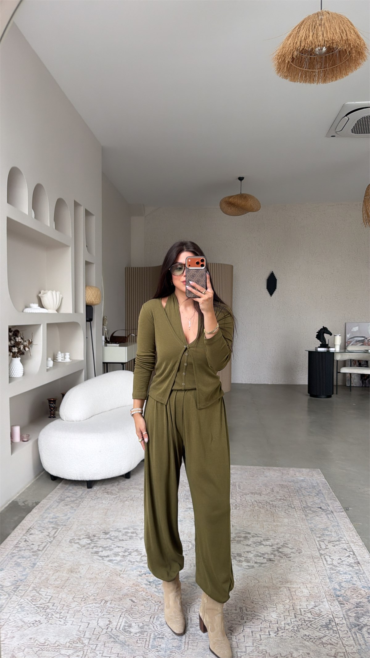 Haki ZR Model Kendinden Yelekli İnce Takım