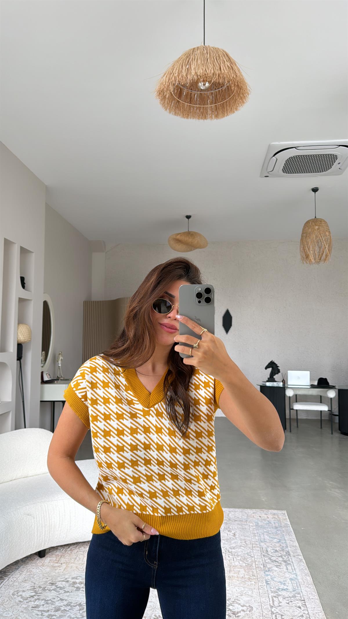 Hardal Kazayağı Triko Bluz