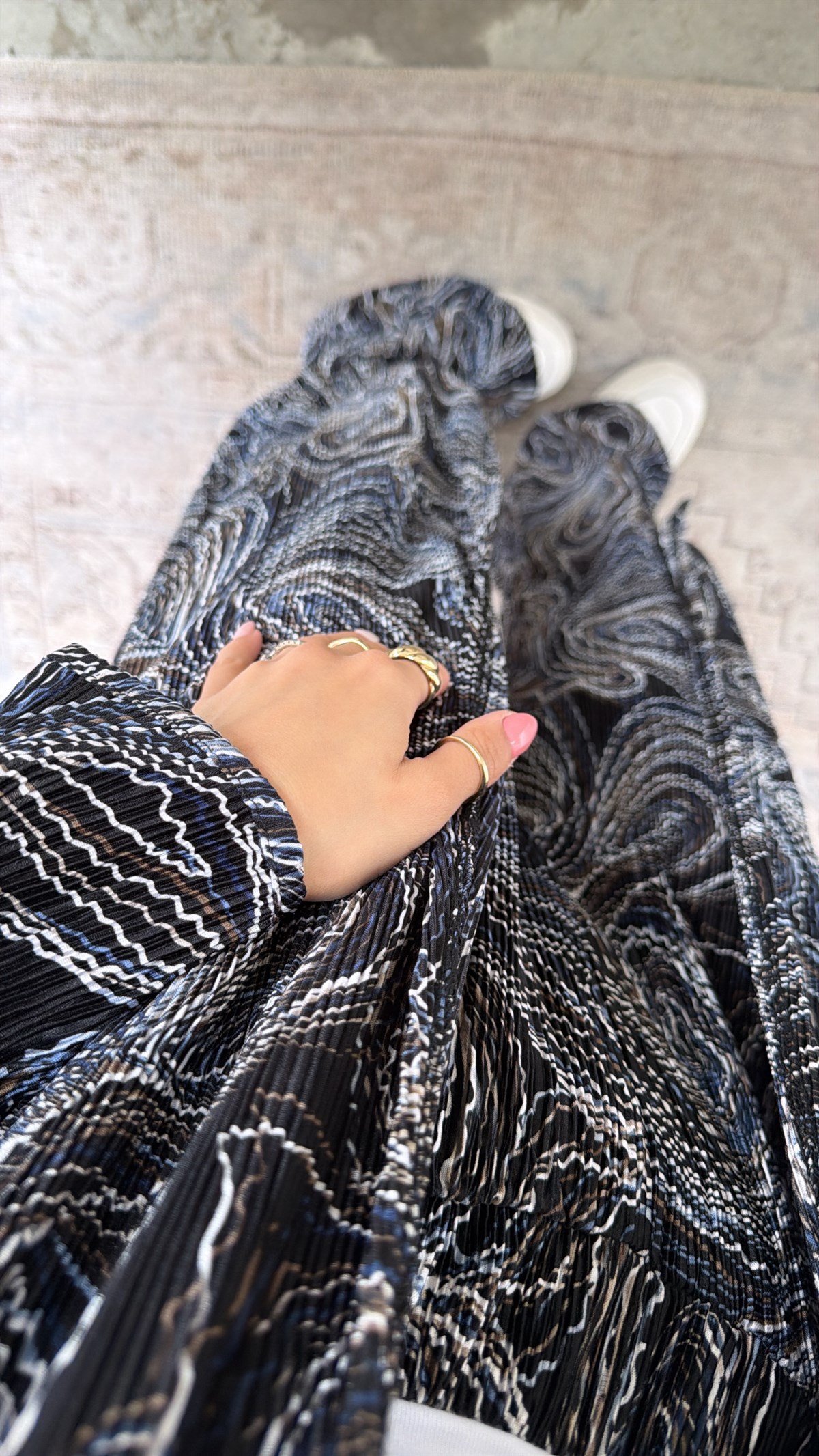 İndigo Desenli Bürümcük Kimonolu Takım