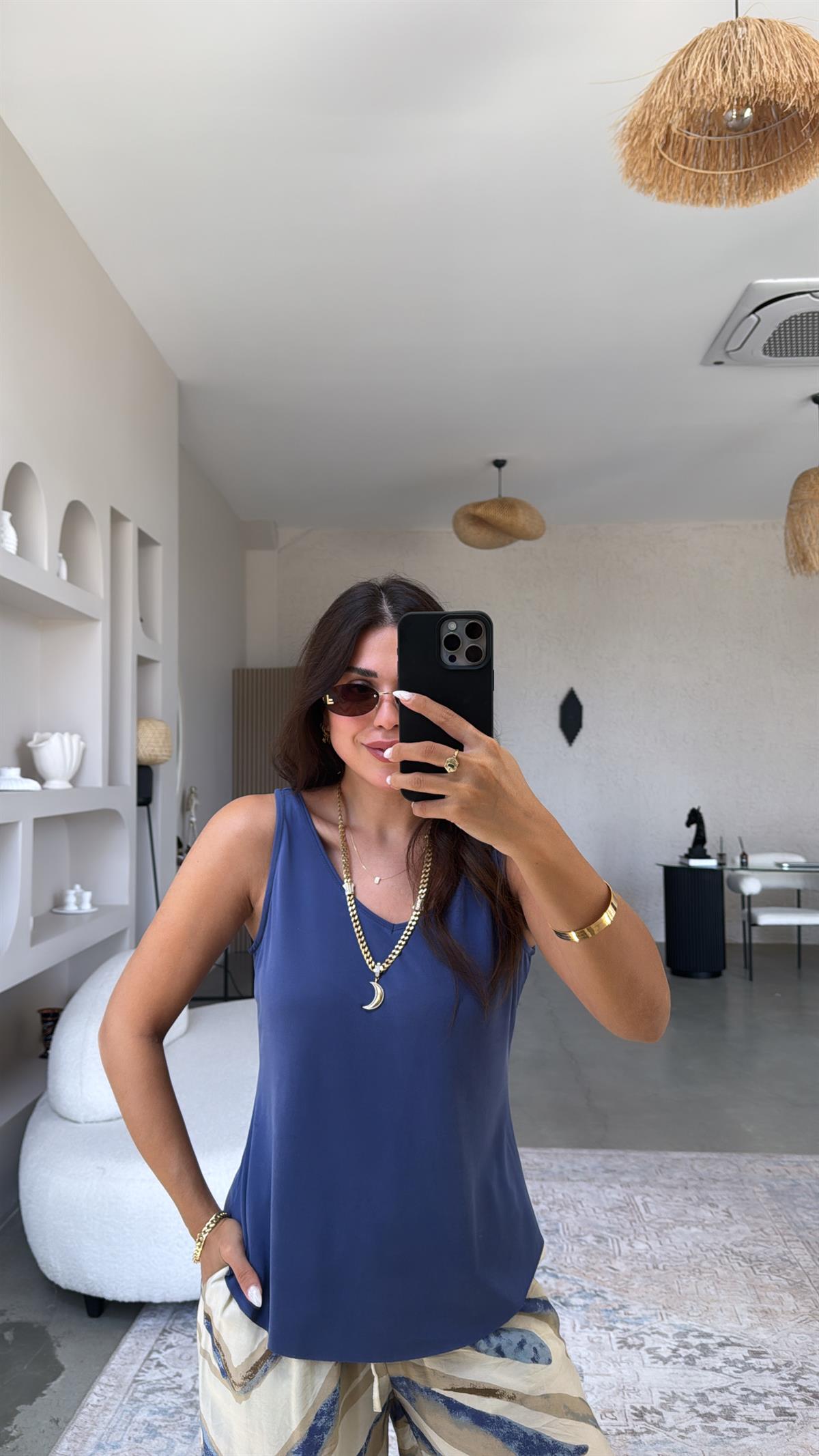 İndigo İnce Modal V Yaka Atlet