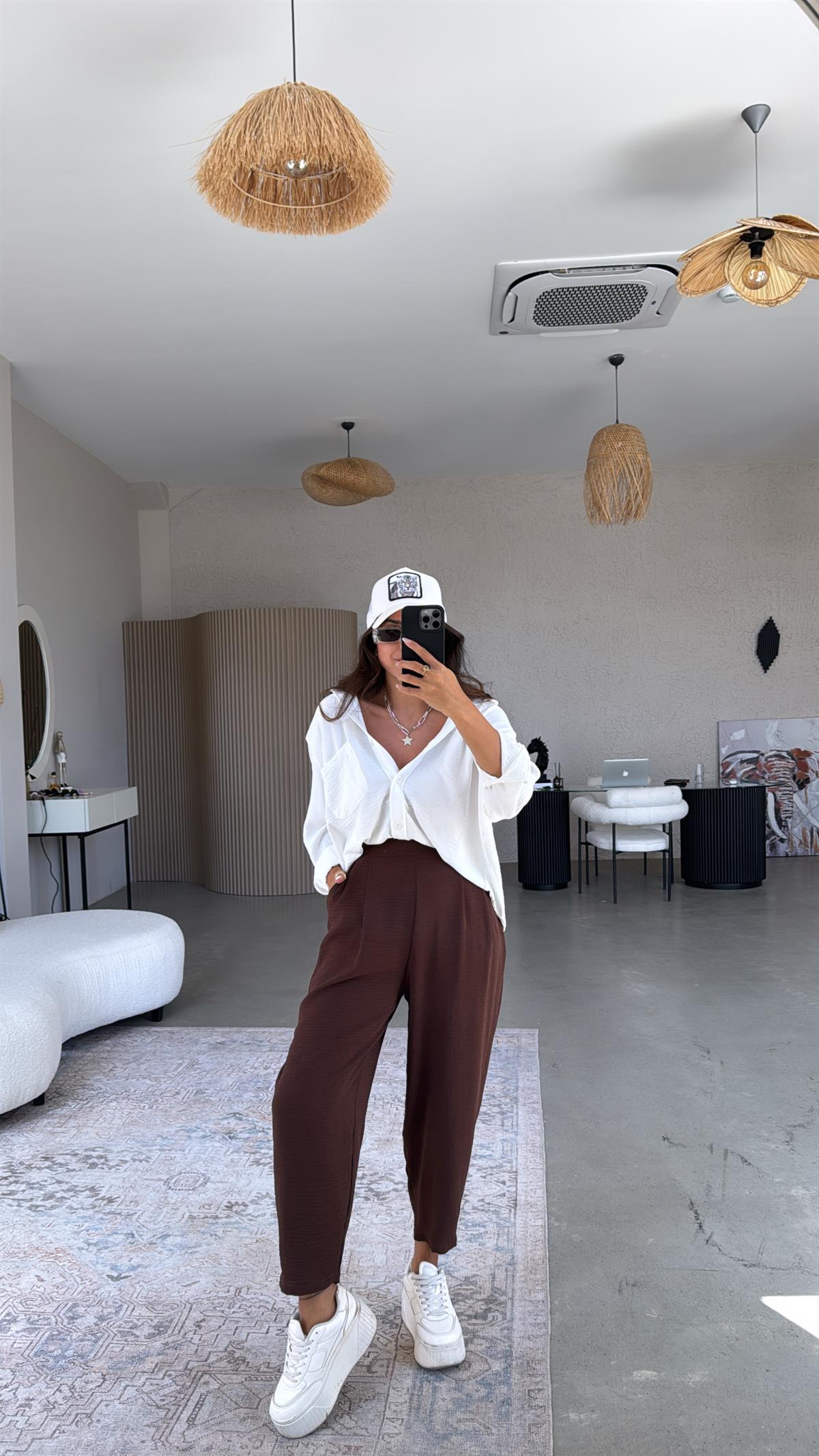 Kahverengi Aerobin Harem Pantolon