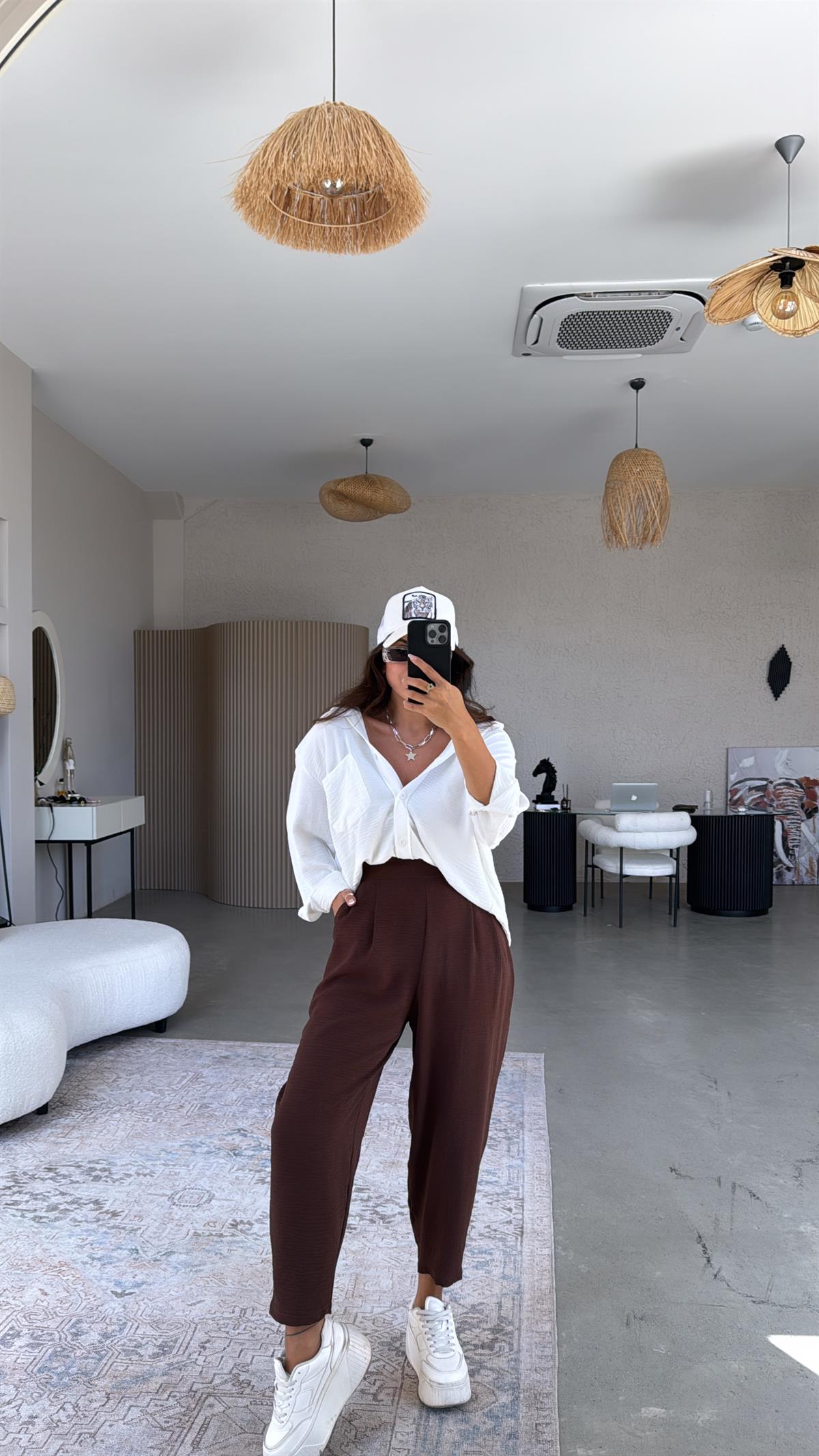 Kahverengi Aerobin Harem Pantolon