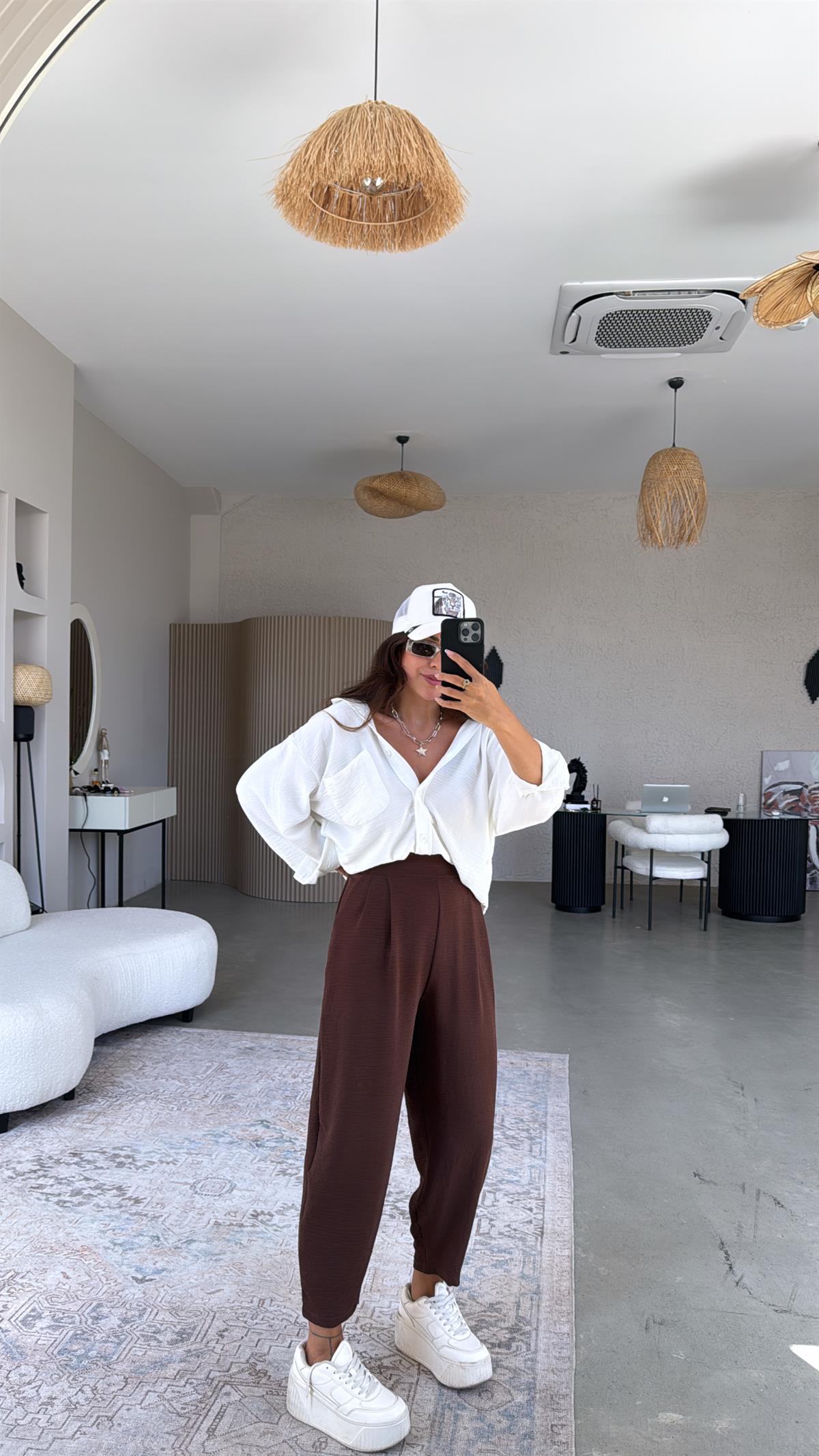 Kahverengi Aerobin Harem Pantolon