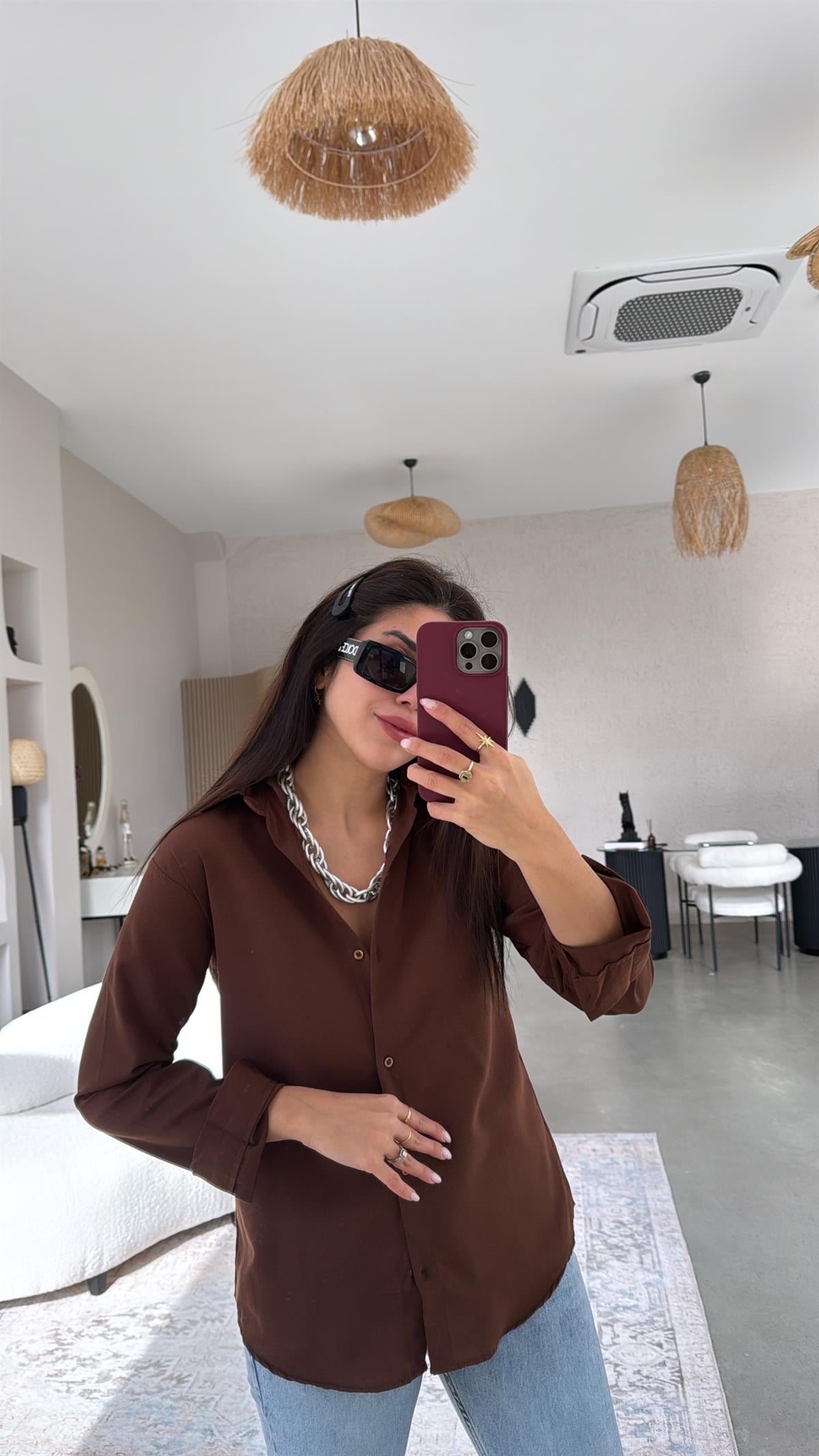 Kahverengi Basic Gömlek