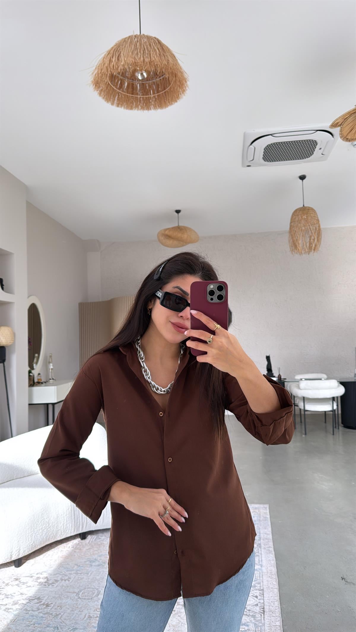 Kahverengi Basic Gömlek