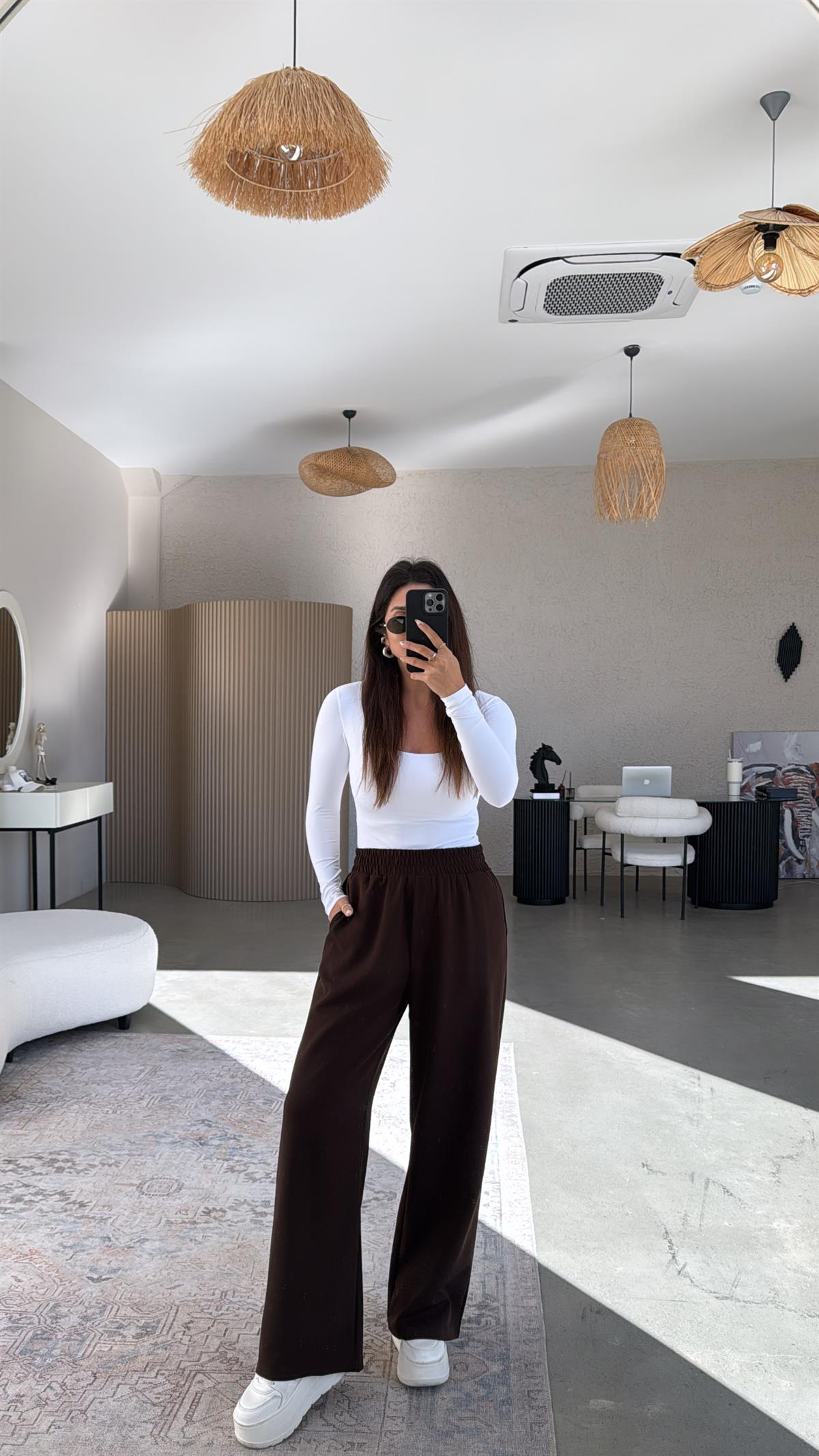 Kahverengi Beli Lastikli Mrc Pantolon