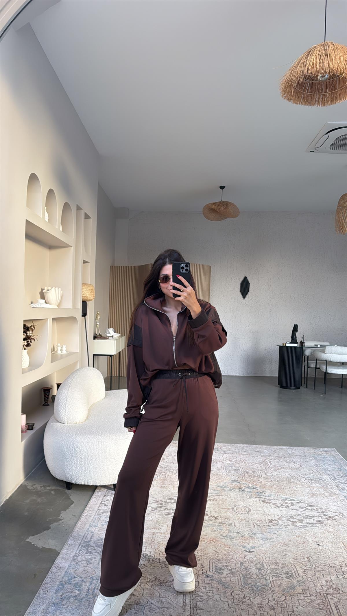 Kahverengi Ceketli Paraşüt Kumaşlı Twst Model Takım