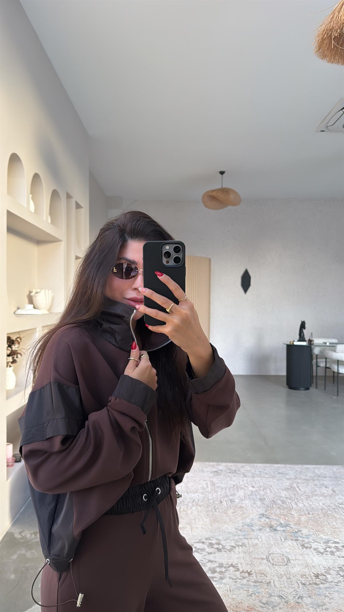 Kahverengi Ceketli Paraşüt Kumaşlı Twst Model Takım