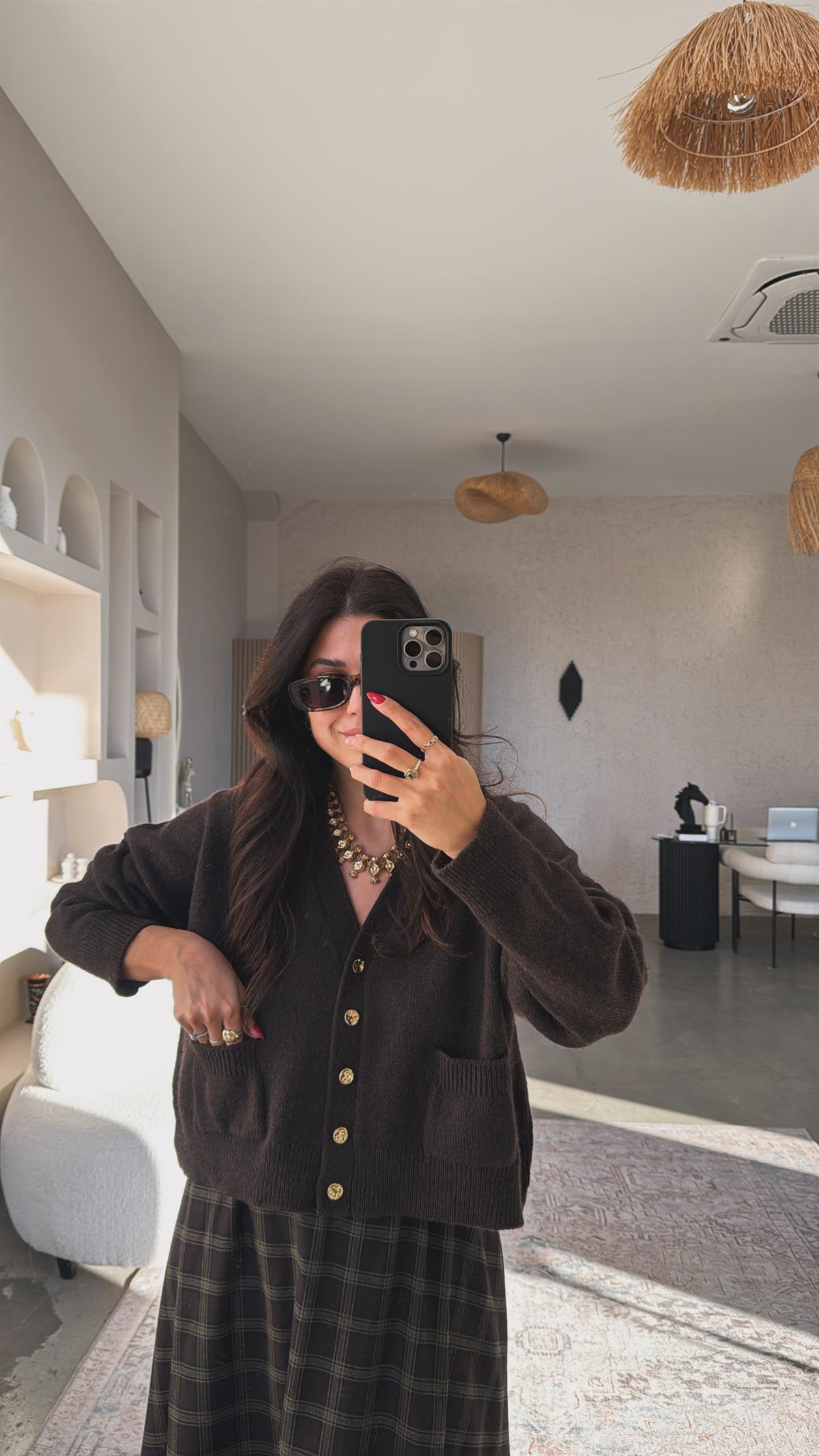 Kahverengi Dlv Cepli Triko Hırka