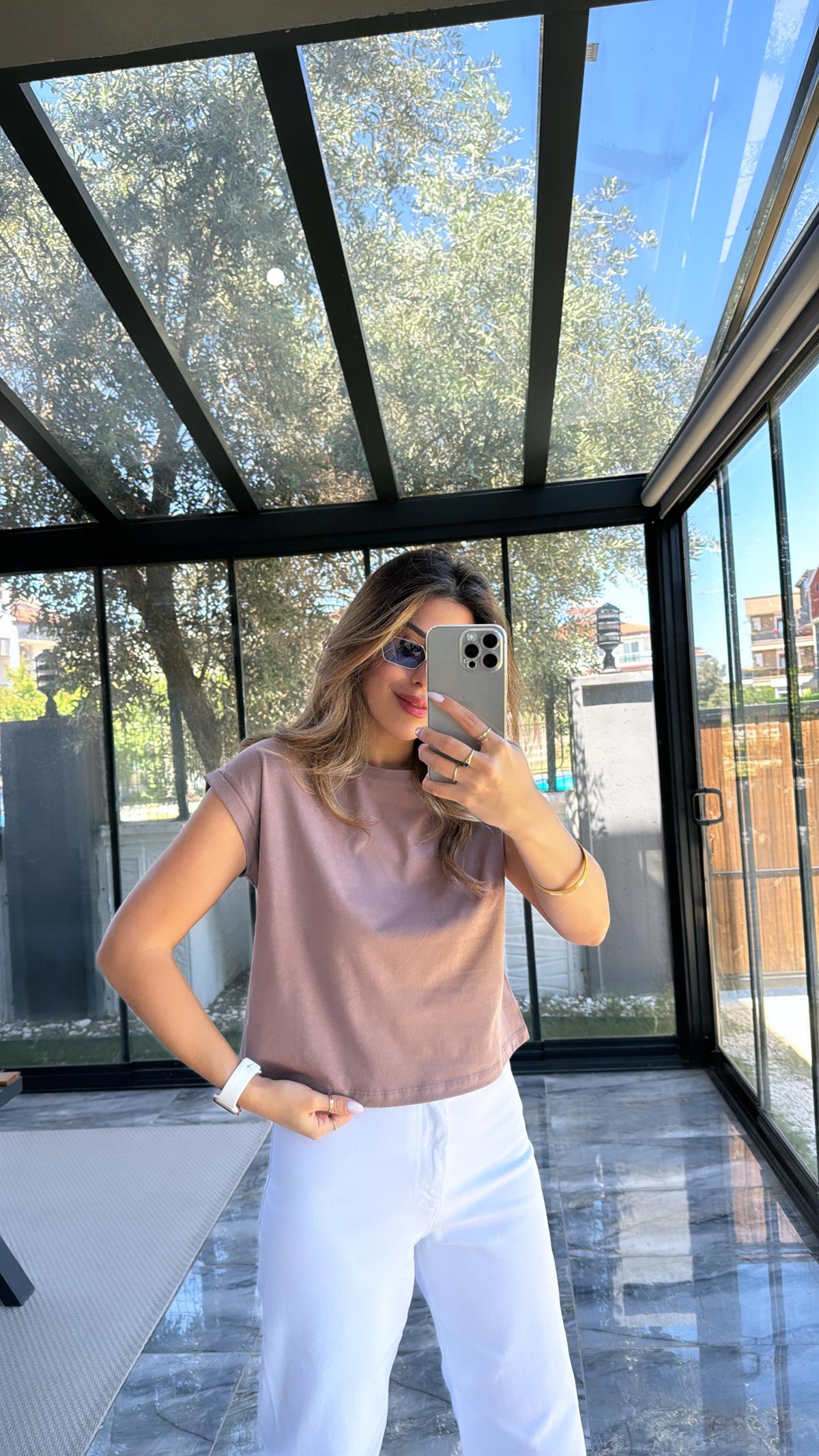 Kahverengi Duble Kol Basic Tshirt