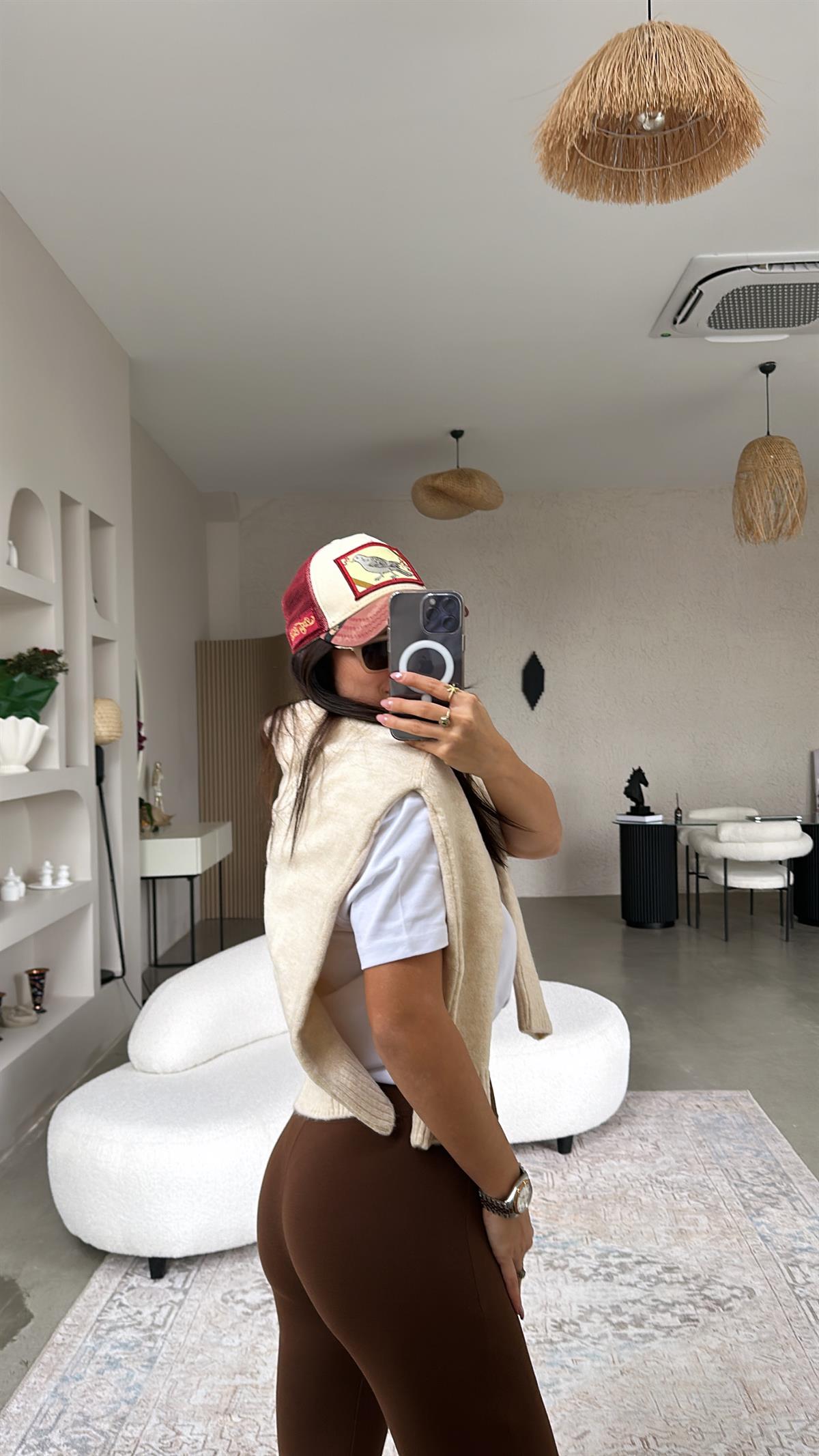 Kahverengi İspanyol Pamuklu Tayt