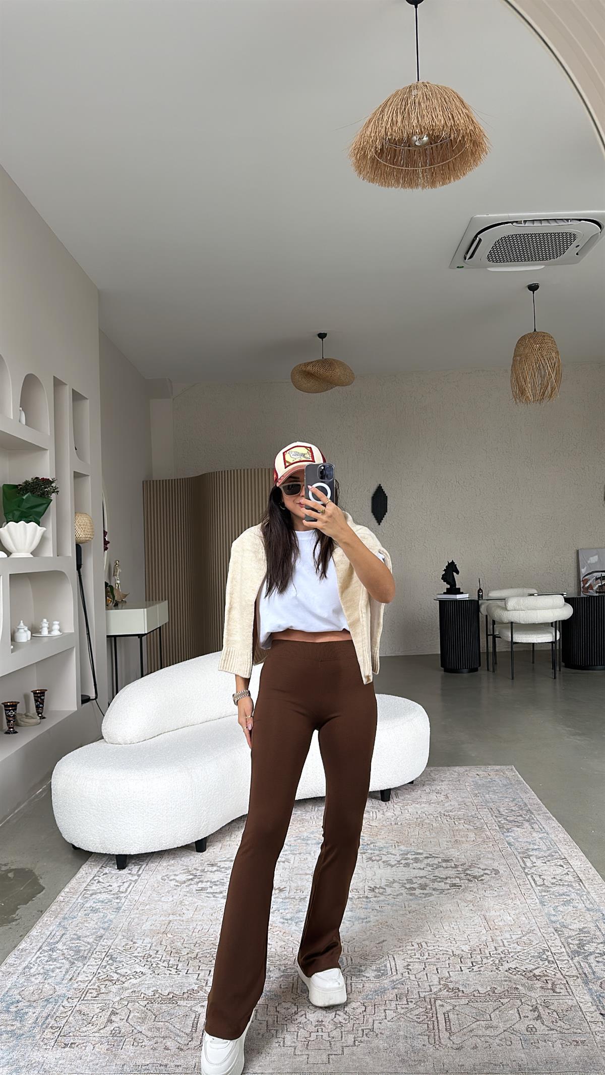 Kahverengi İspanyol Pamuklu Tayt