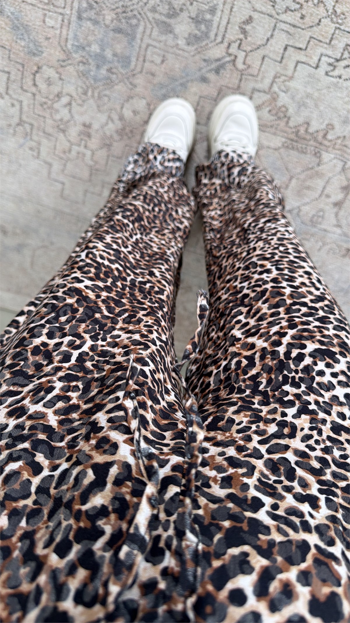Kahverengi Jakarlı Leoparlı Pantolon