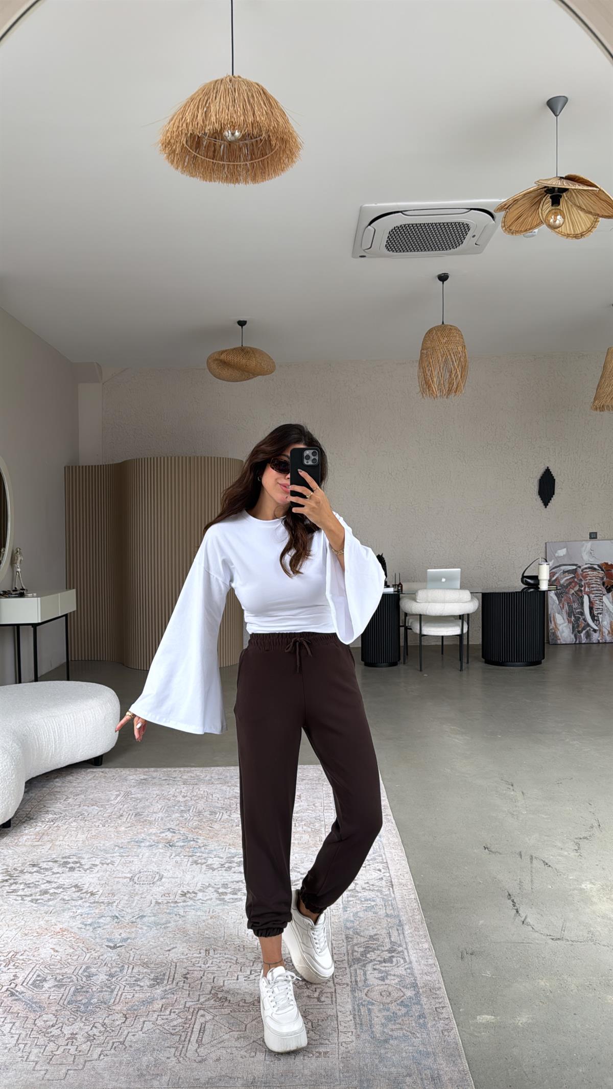 Kahverengi Jogger Paça Lastik Eşofman