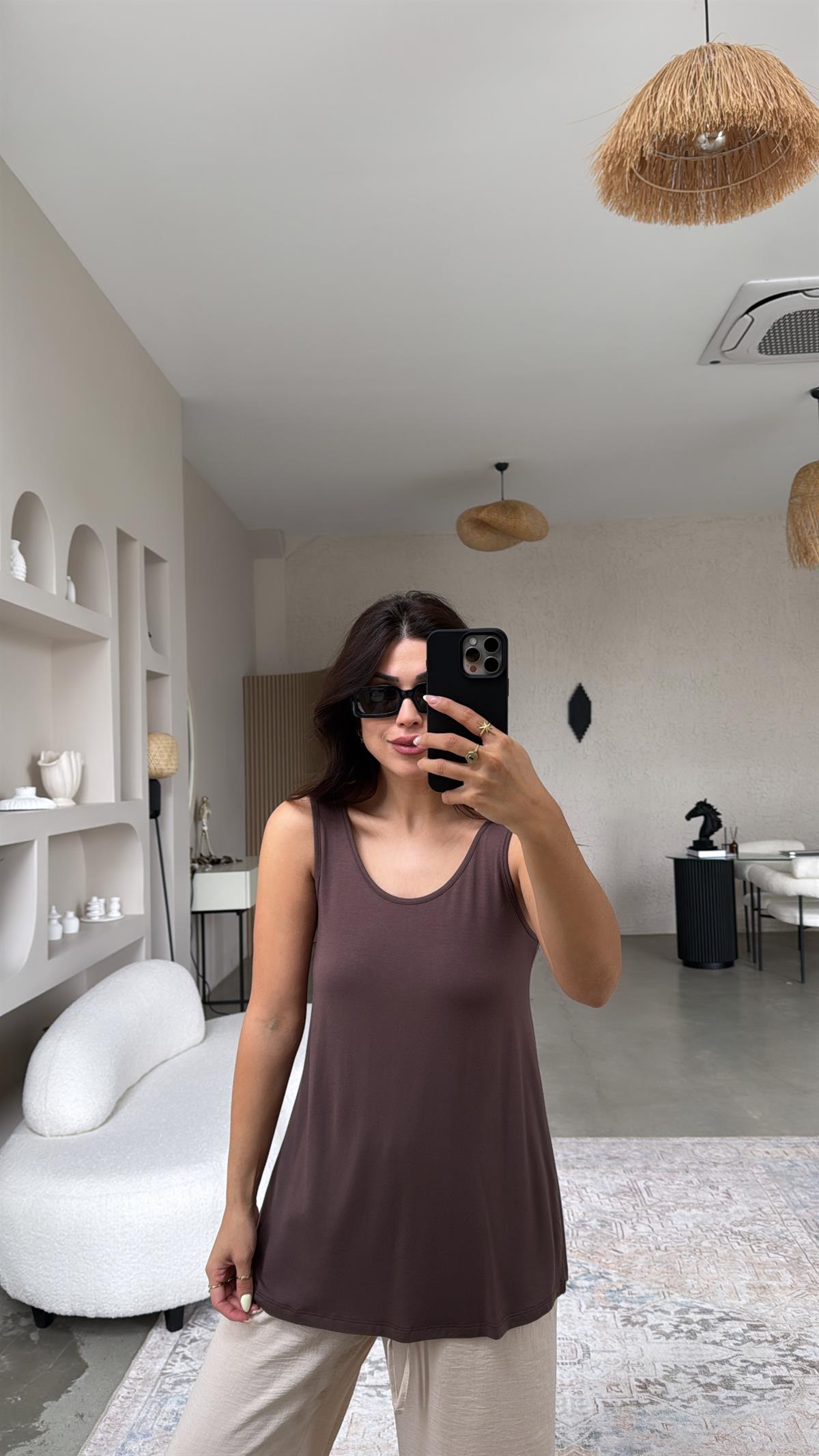 Kahverengi Kalın Askı Salaş Atlet