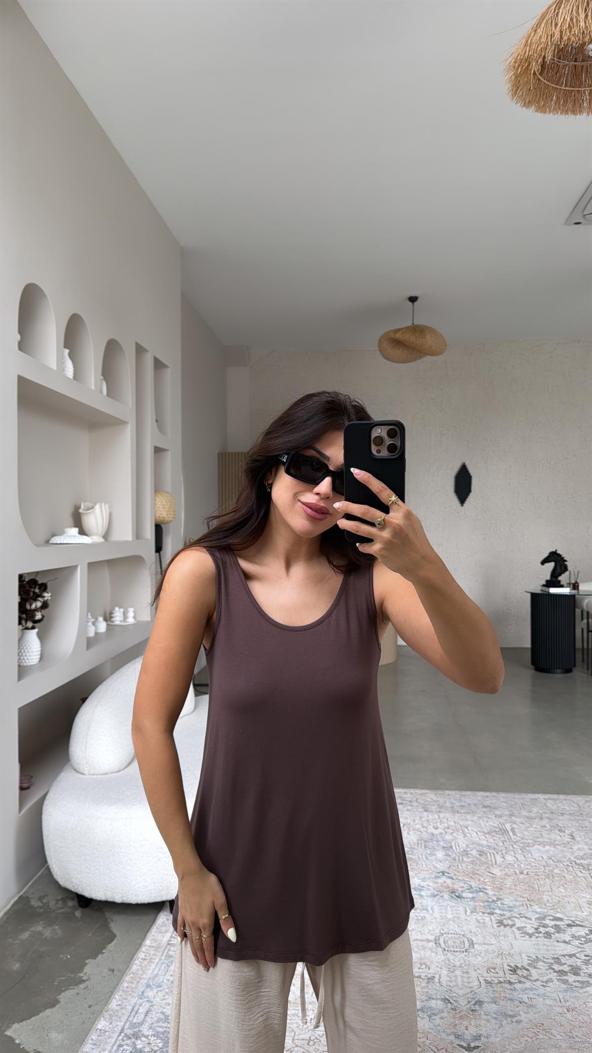 Kahverengi Kalın Askı Salaş Atlet