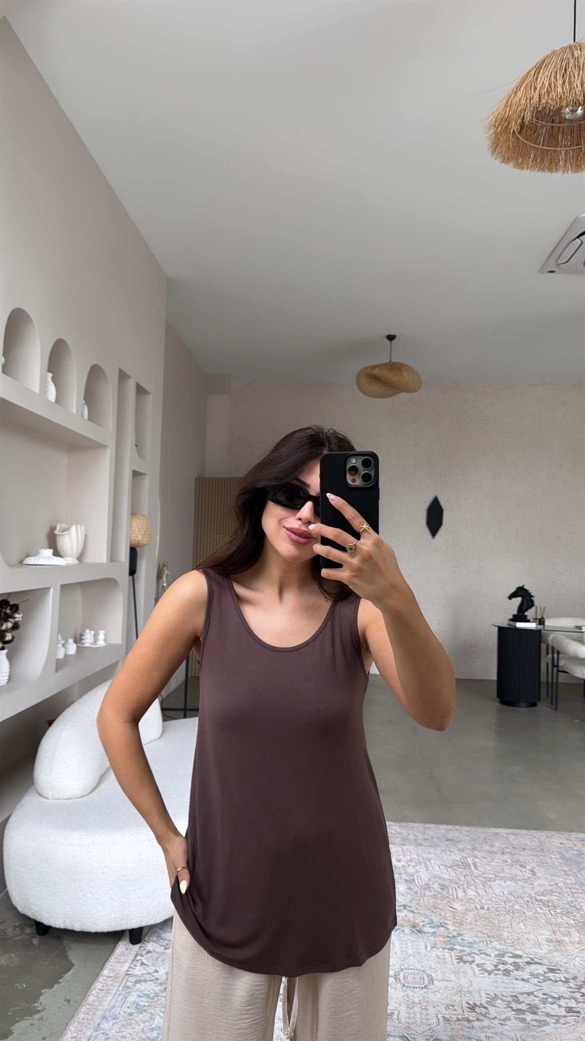 Kahverengi Kalın Askı Salaş Atlet