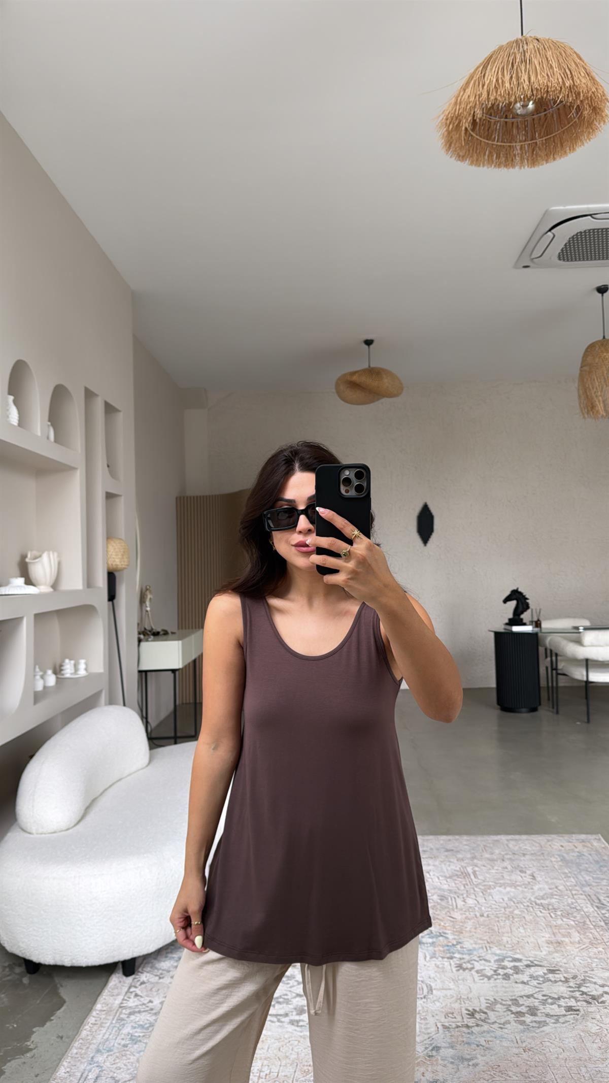 Kahverengi Kalın Askı Salaş Atlet