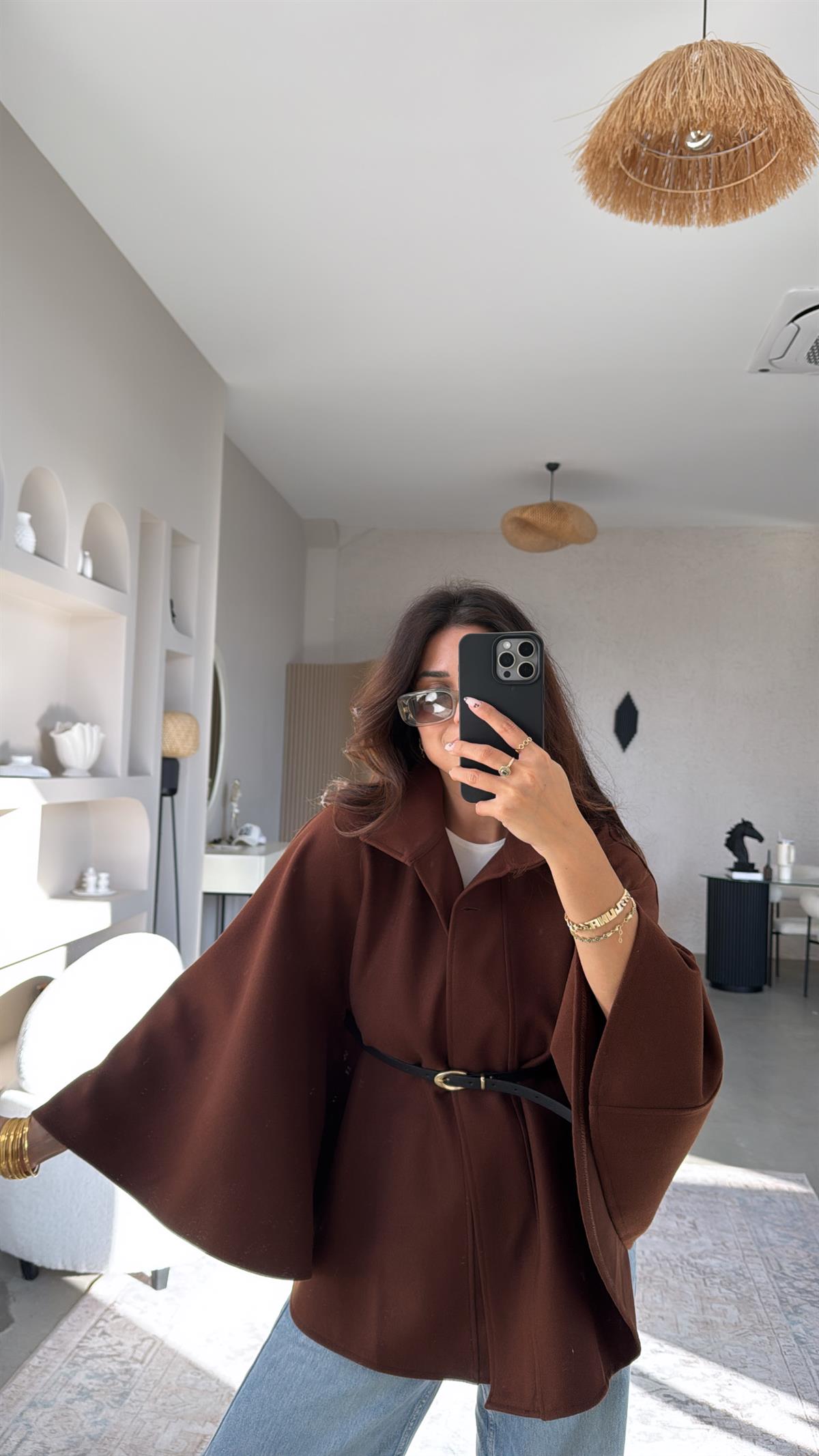 Kahverengi Kemerli Kaşe Panço