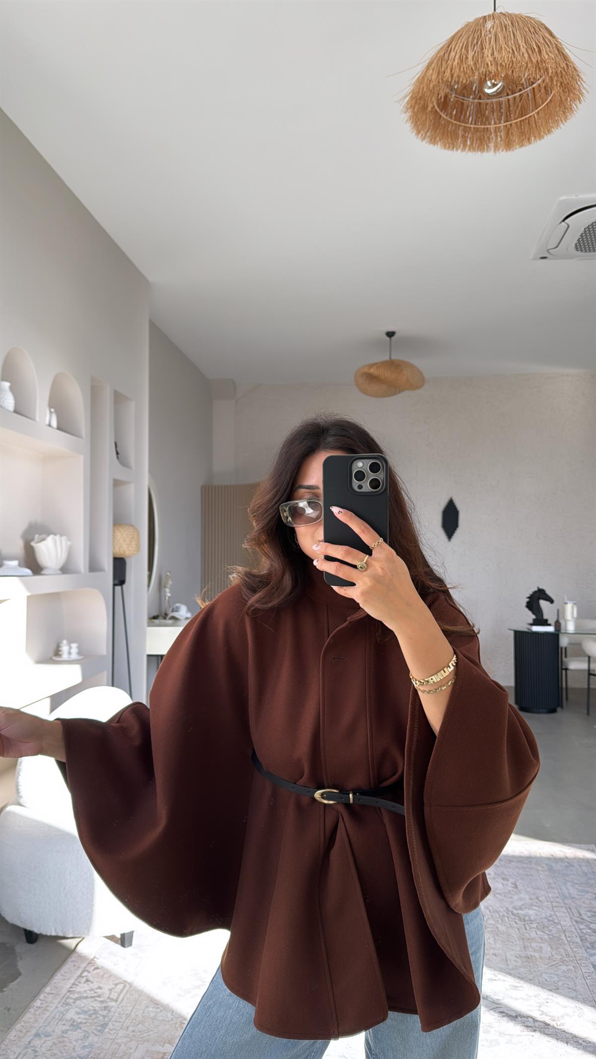 Kahverengi Kemerli Kaşe Panço