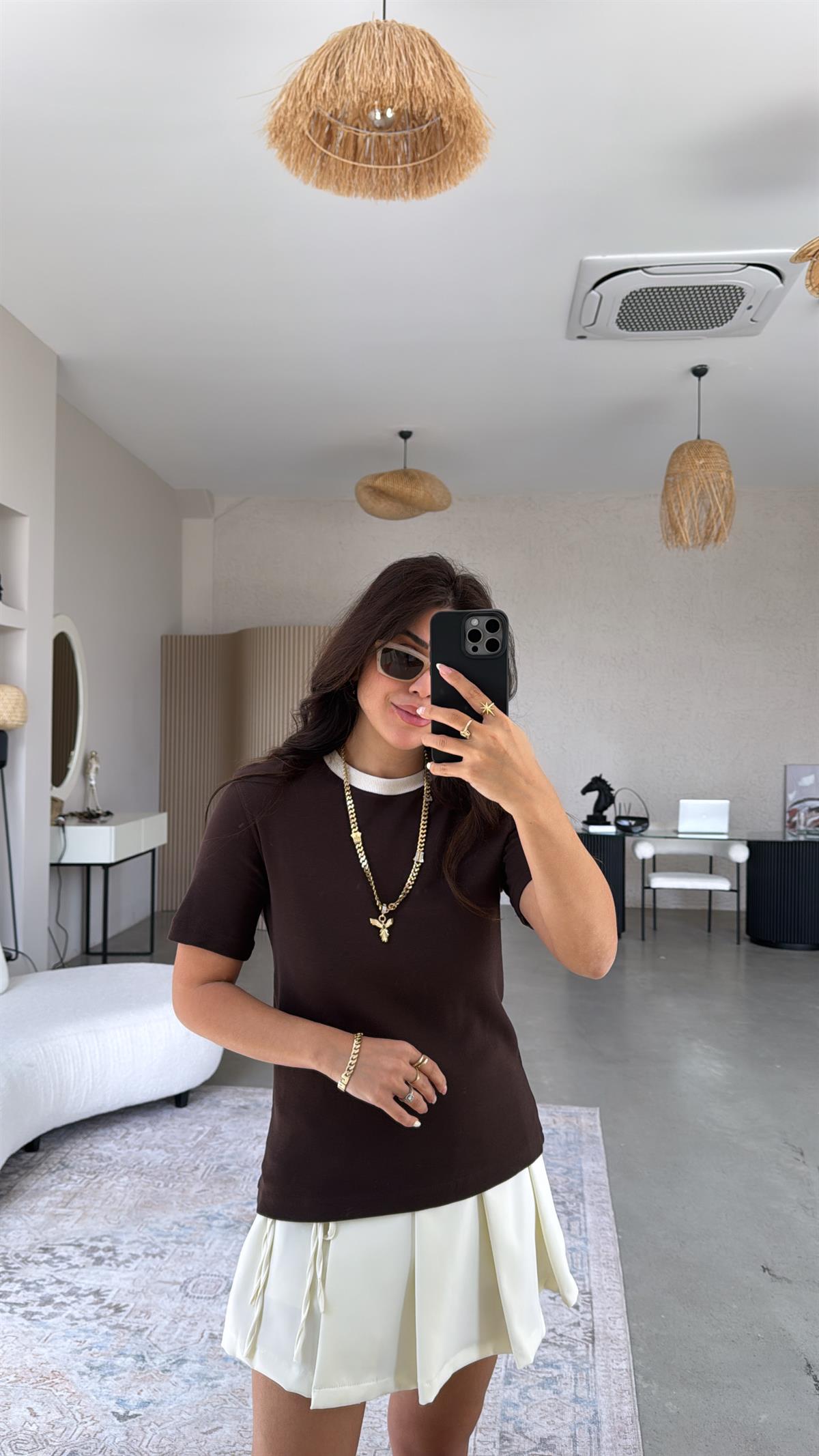 Kahverengi Massi Bisiklet Yaka Tshirt