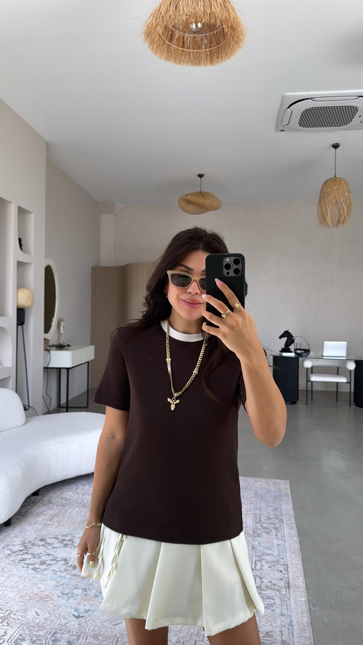 Kahverengi Massi Bisiklet Yaka Tshirt