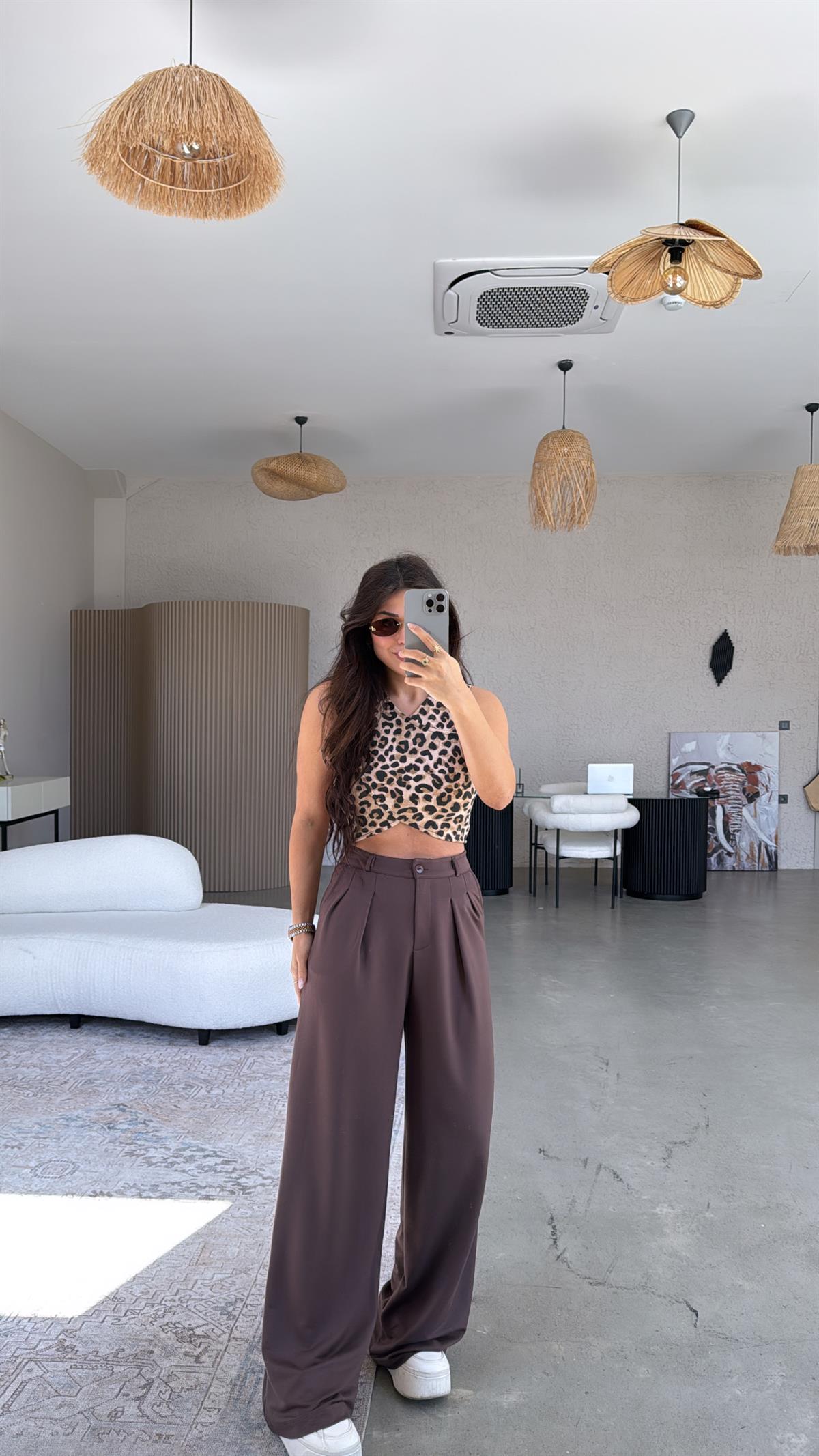 Kahverengi Modal Relax Pantolon