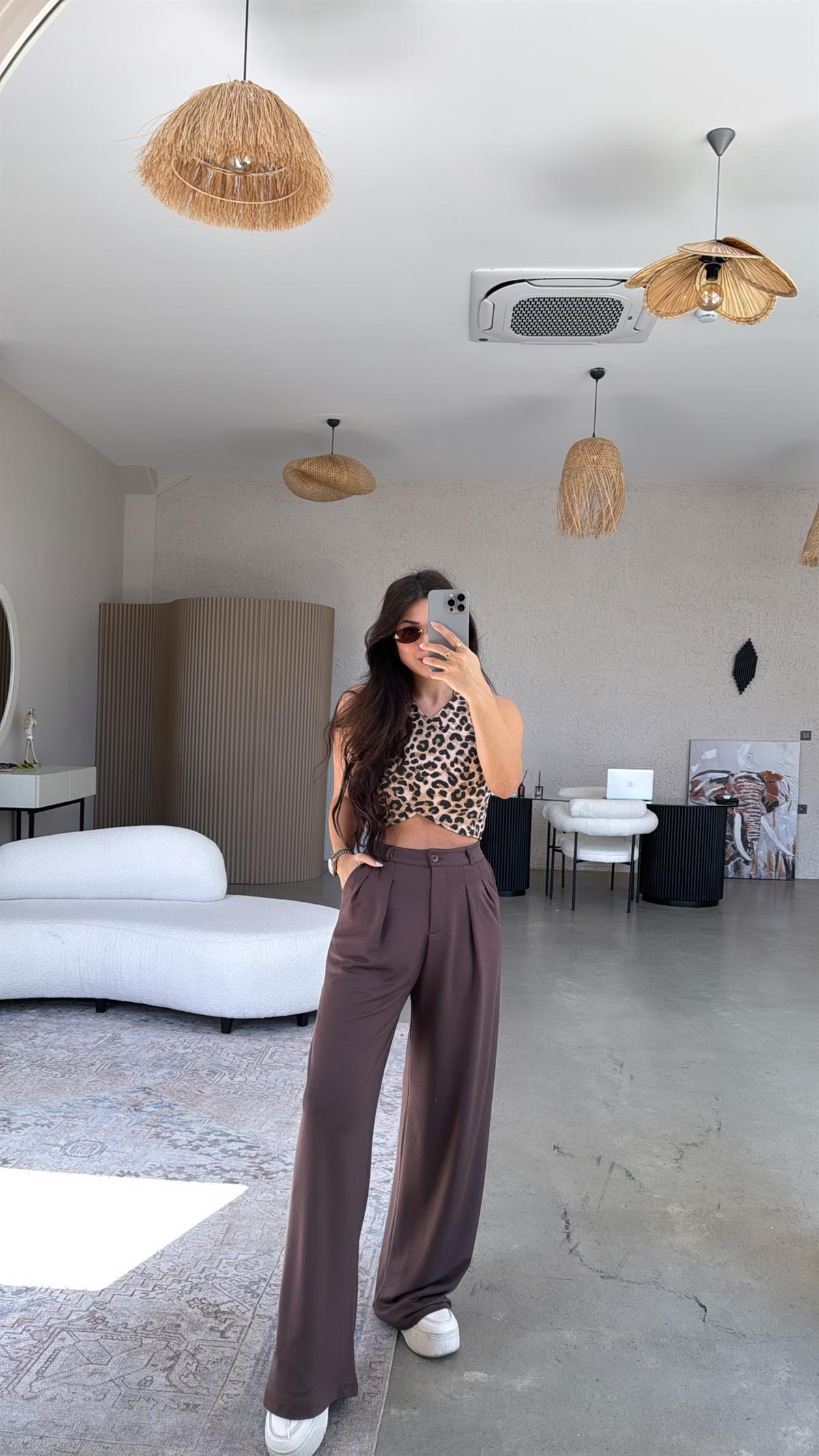 Kahverengi Modal Relax Pantolon