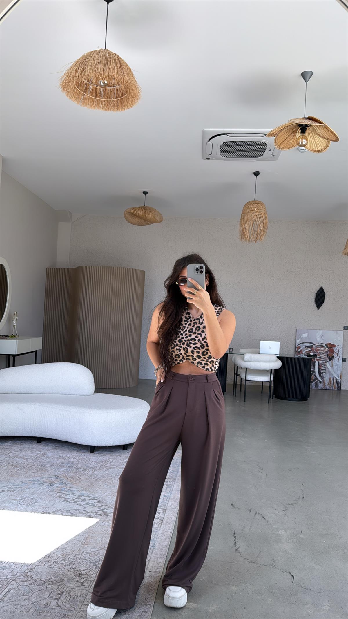 Kahverengi Modal Relax Pantolon