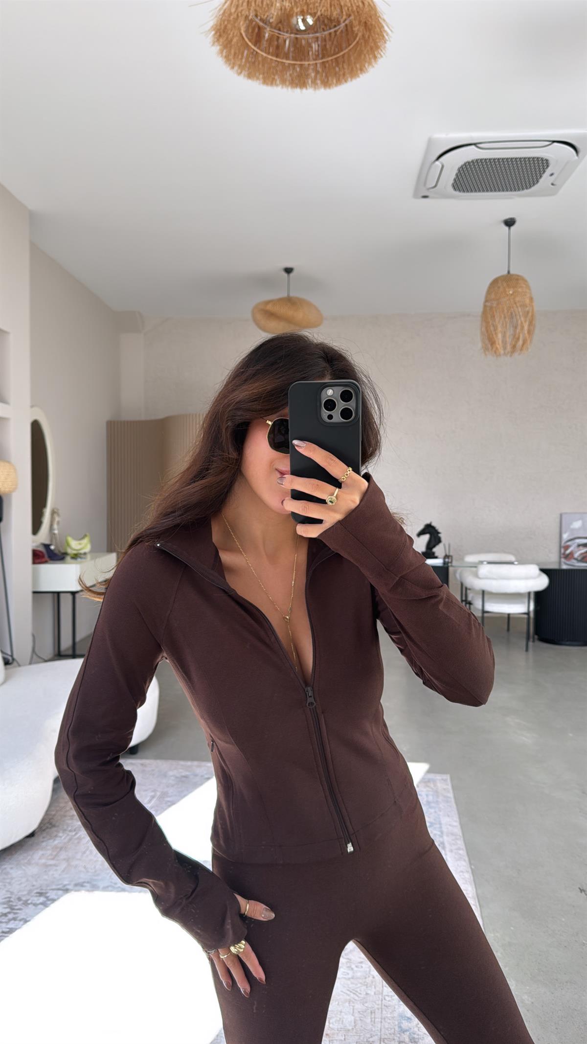 Kahverengi Oys Orijinal İspanyol Tayt Ceket Takım