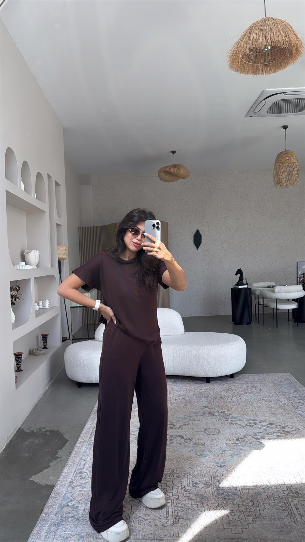 Kahverengi Pike Modal Tensel Takım