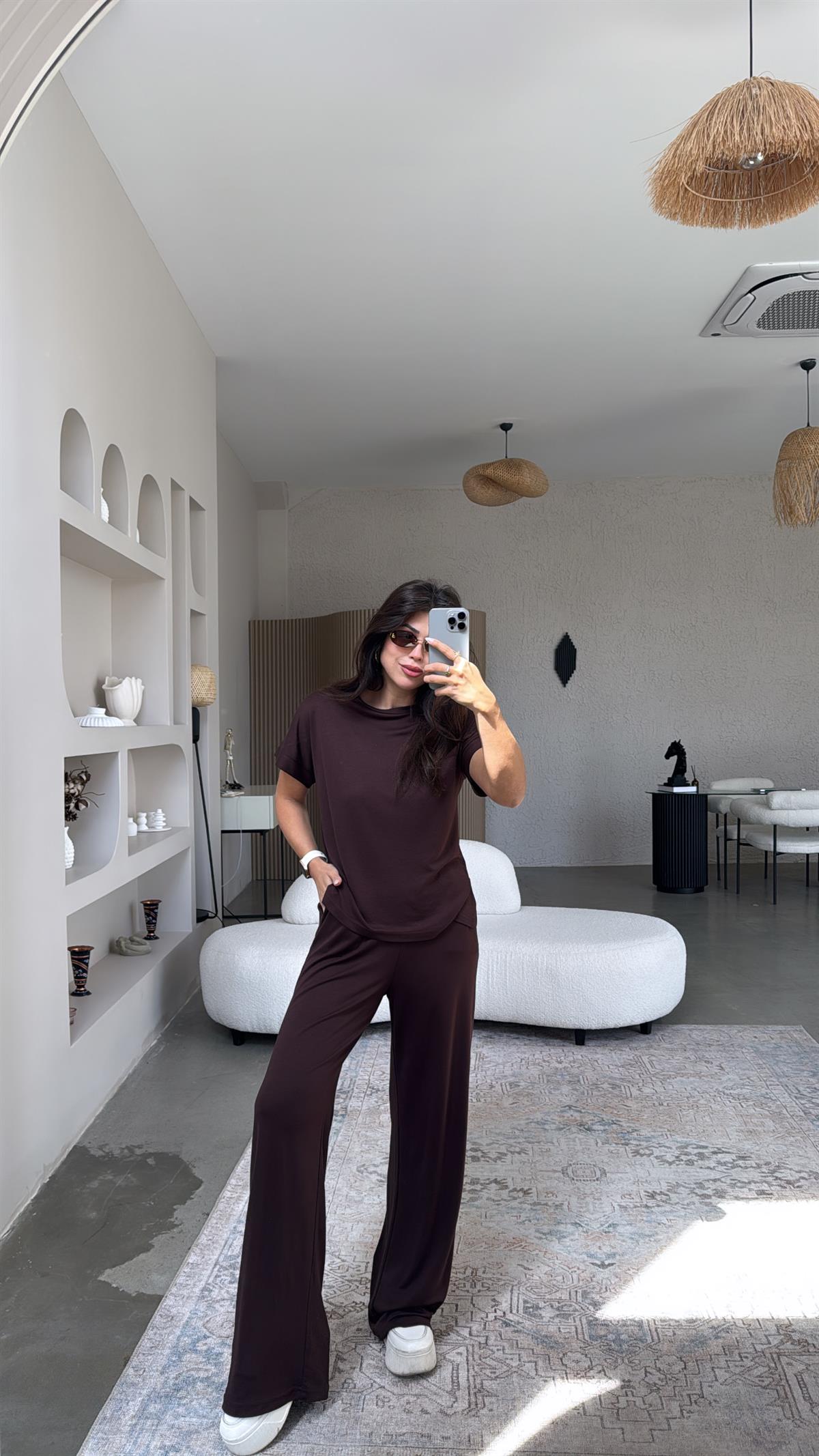 Kahverengi Pike Modal Tensel Takım