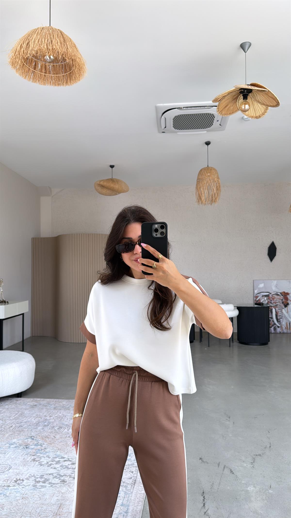 Kahverengi Şeritli Modal Takım