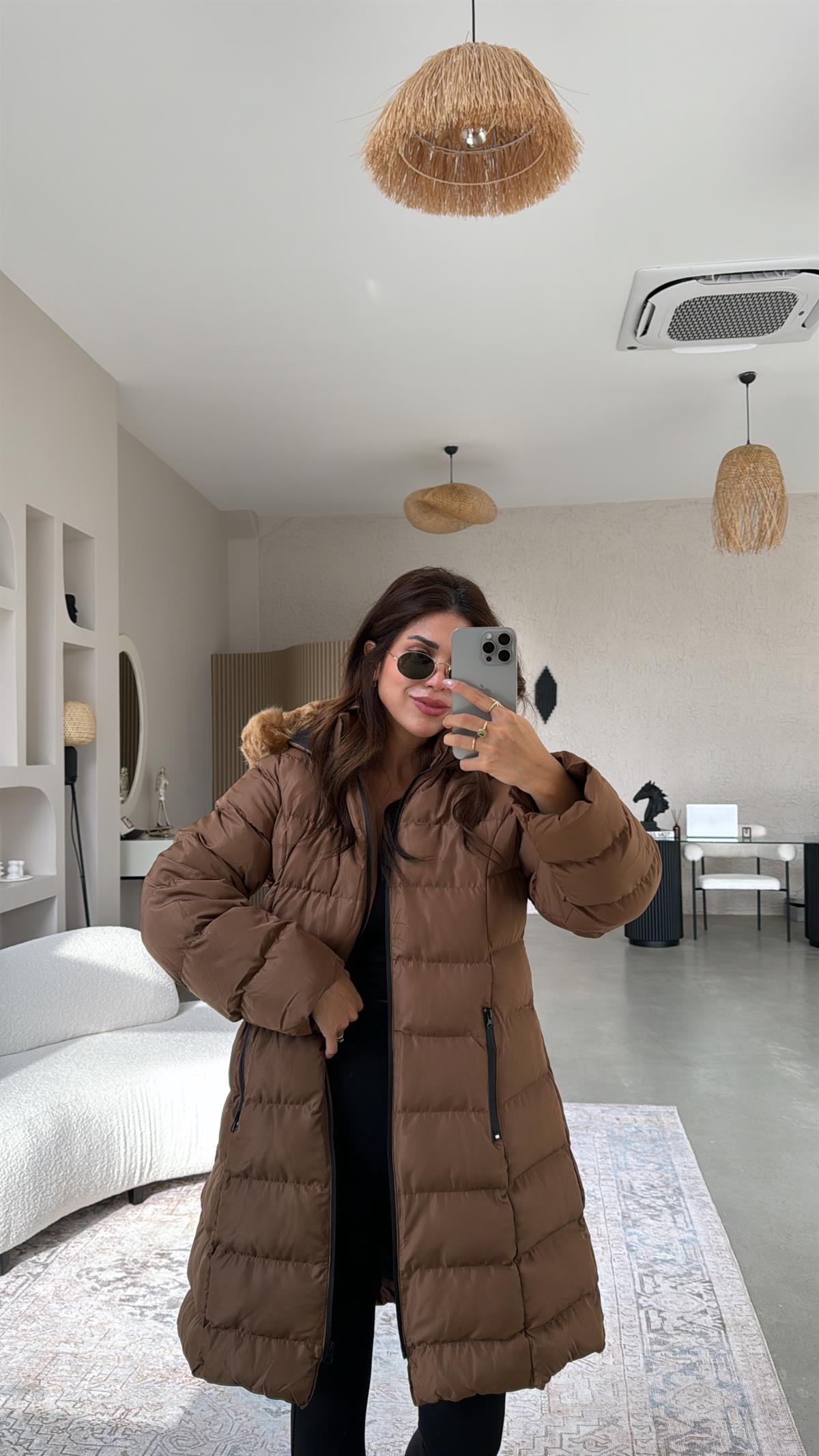 Kahverengi Şişme Mont