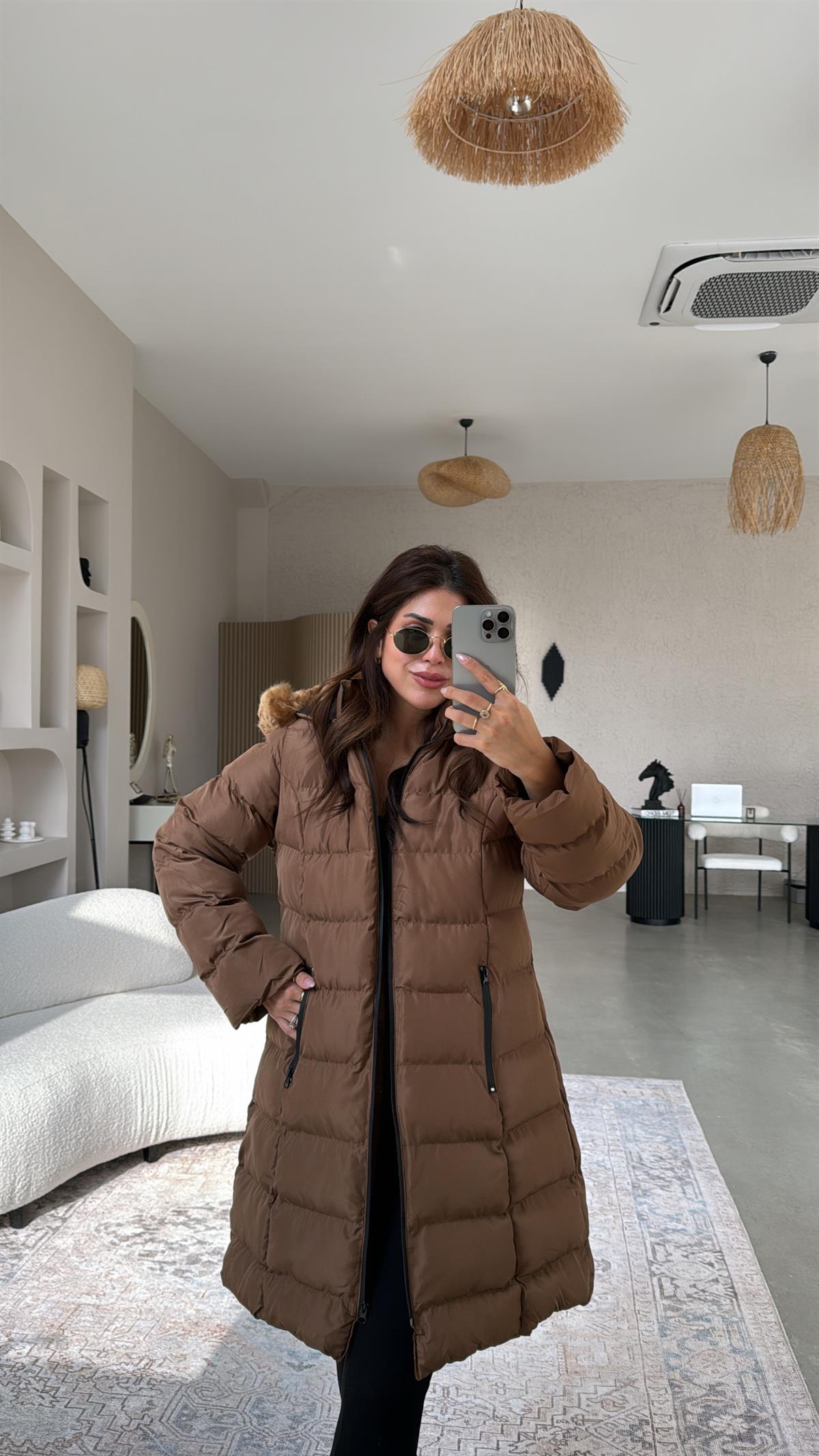 Kahverengi Şişme Mont