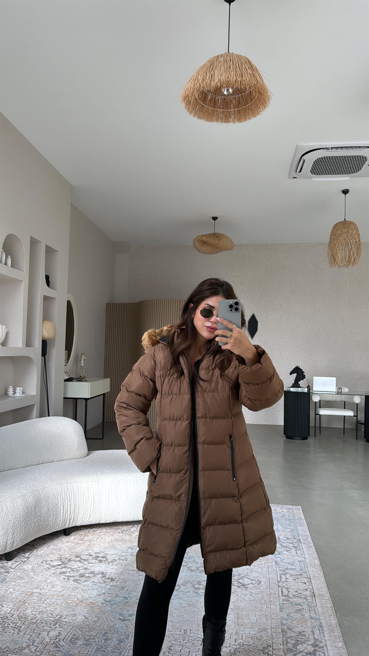 Kahverengi Şişme Mont