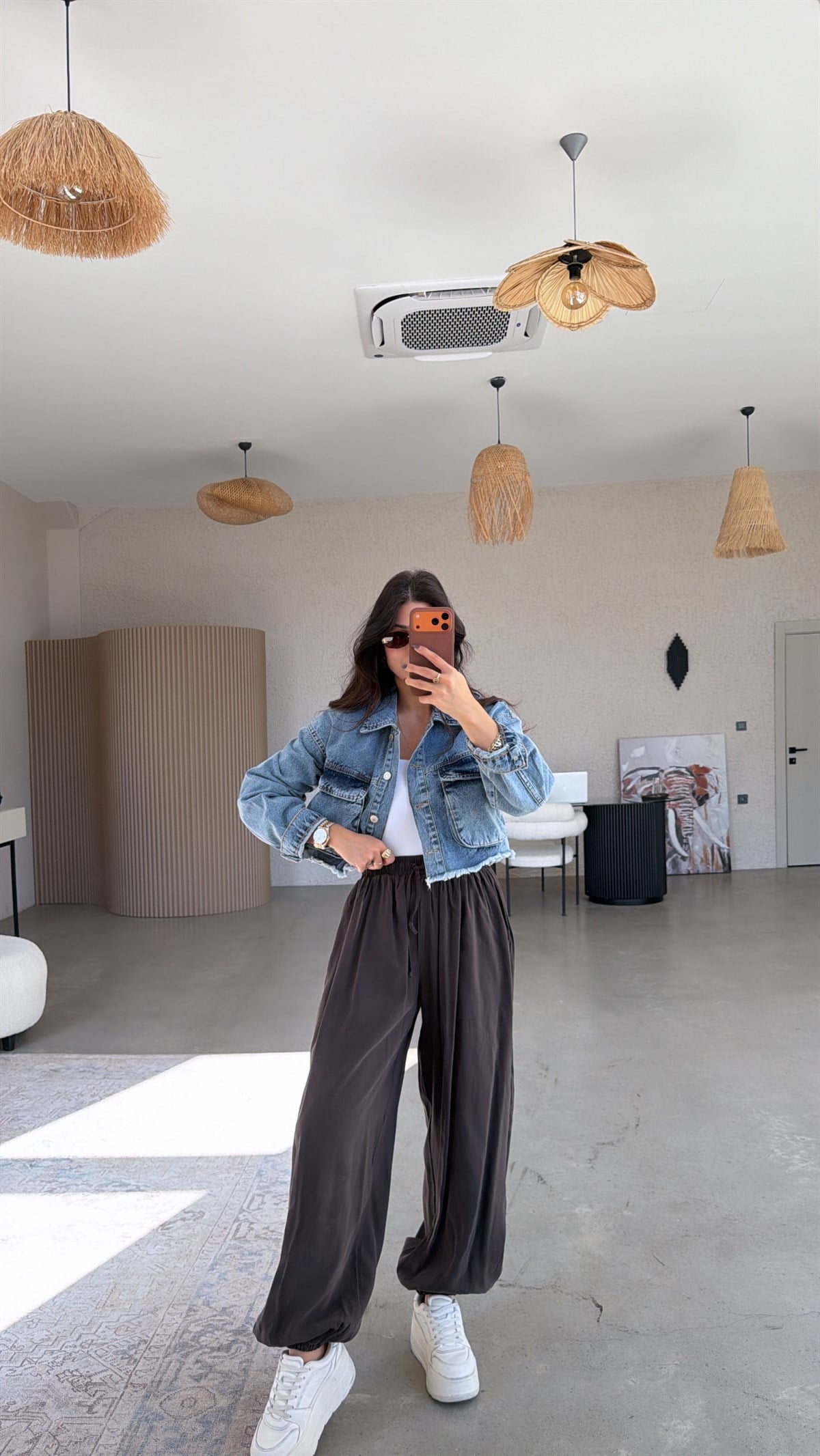 Kahverengi Tensel Dökümlü Şalvar