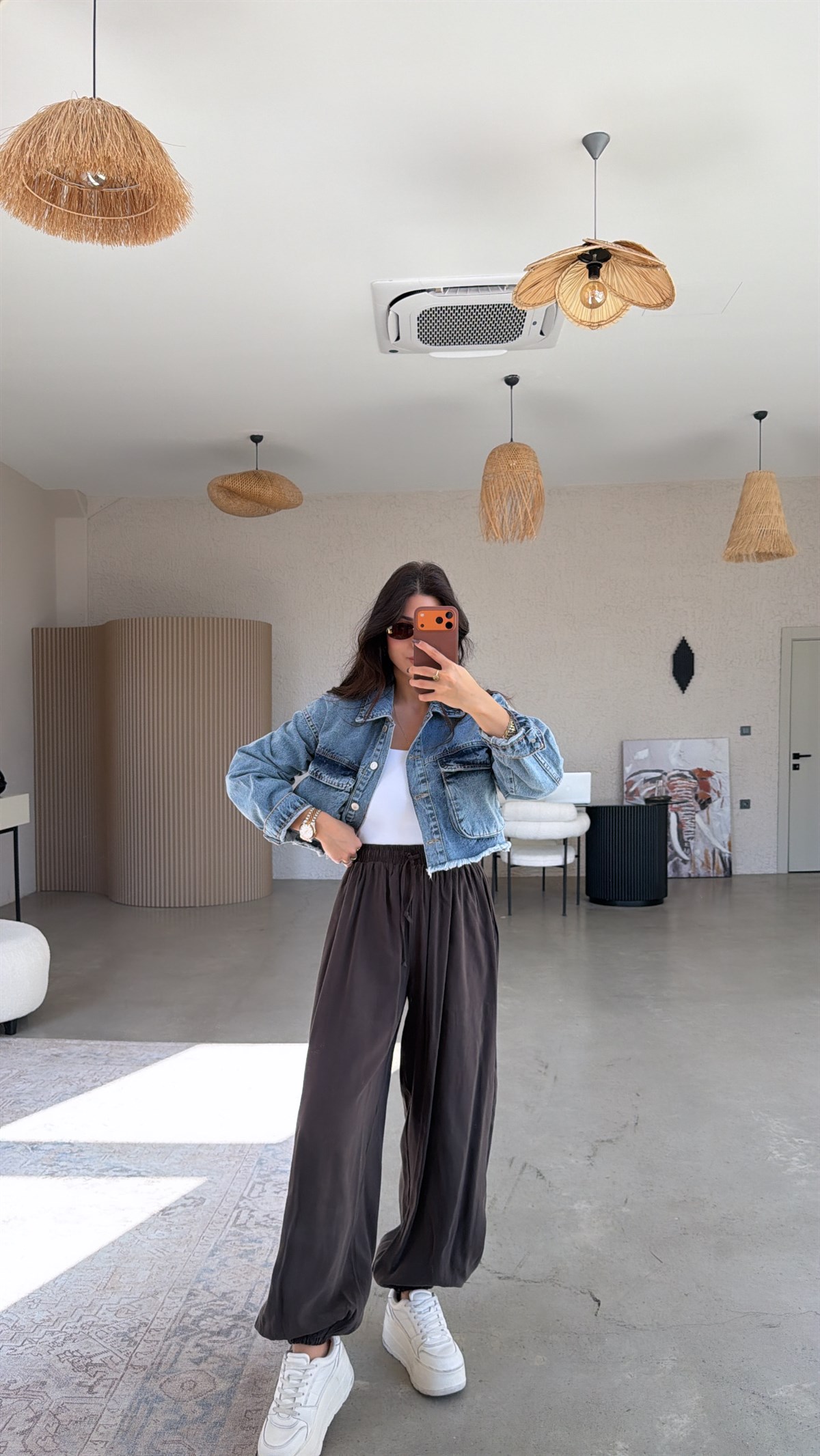 Kahverengi Tensel Dökümlü Şalvar