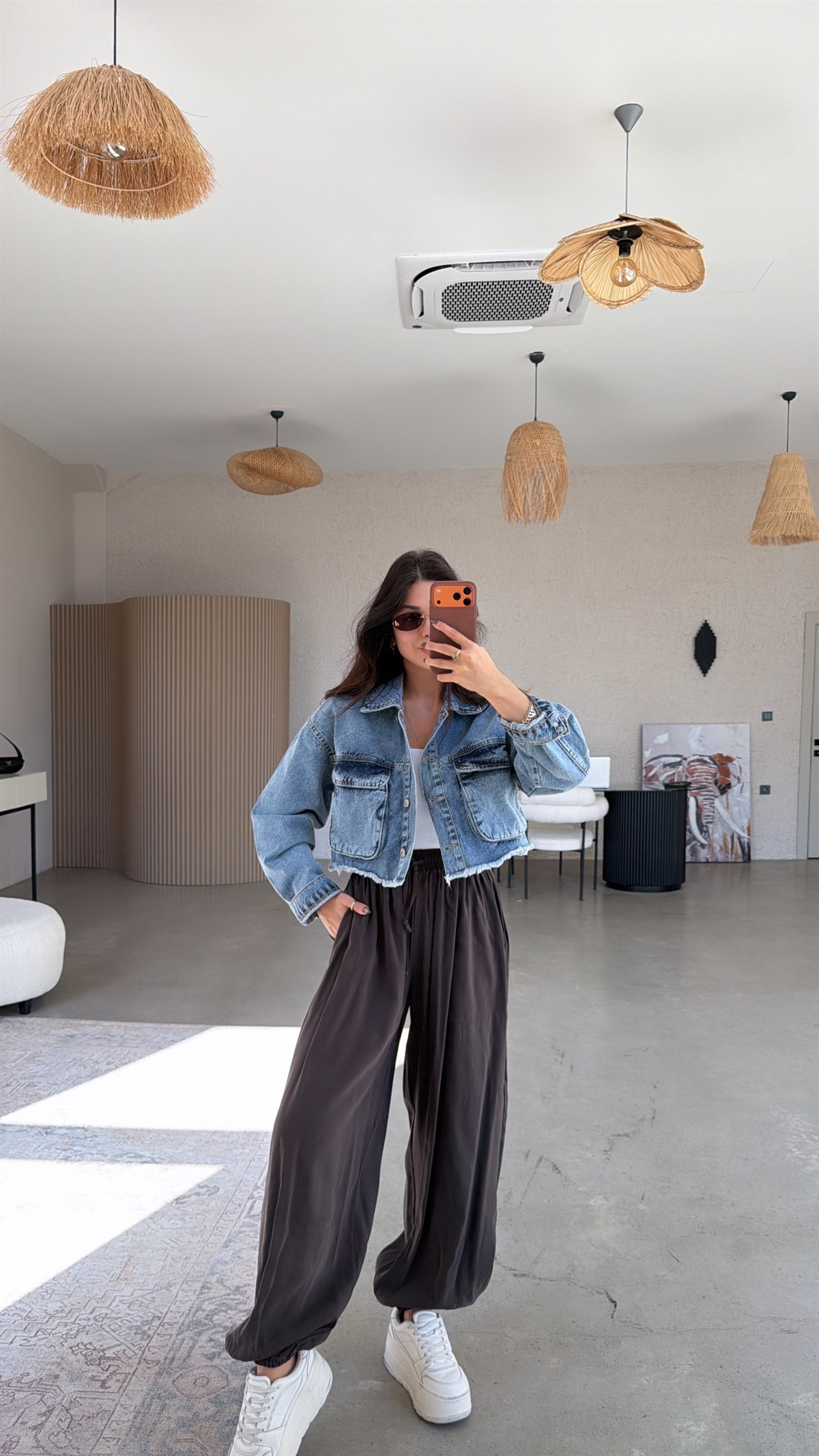 Kahverengi Tensel Dökümlü Şalvar